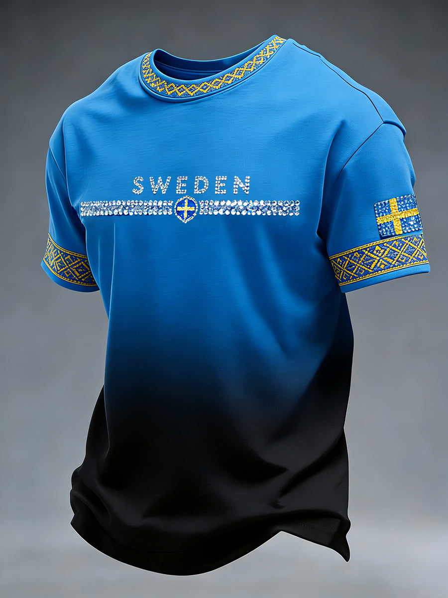 Retro svensk konststil tryckt ledig t-shirt