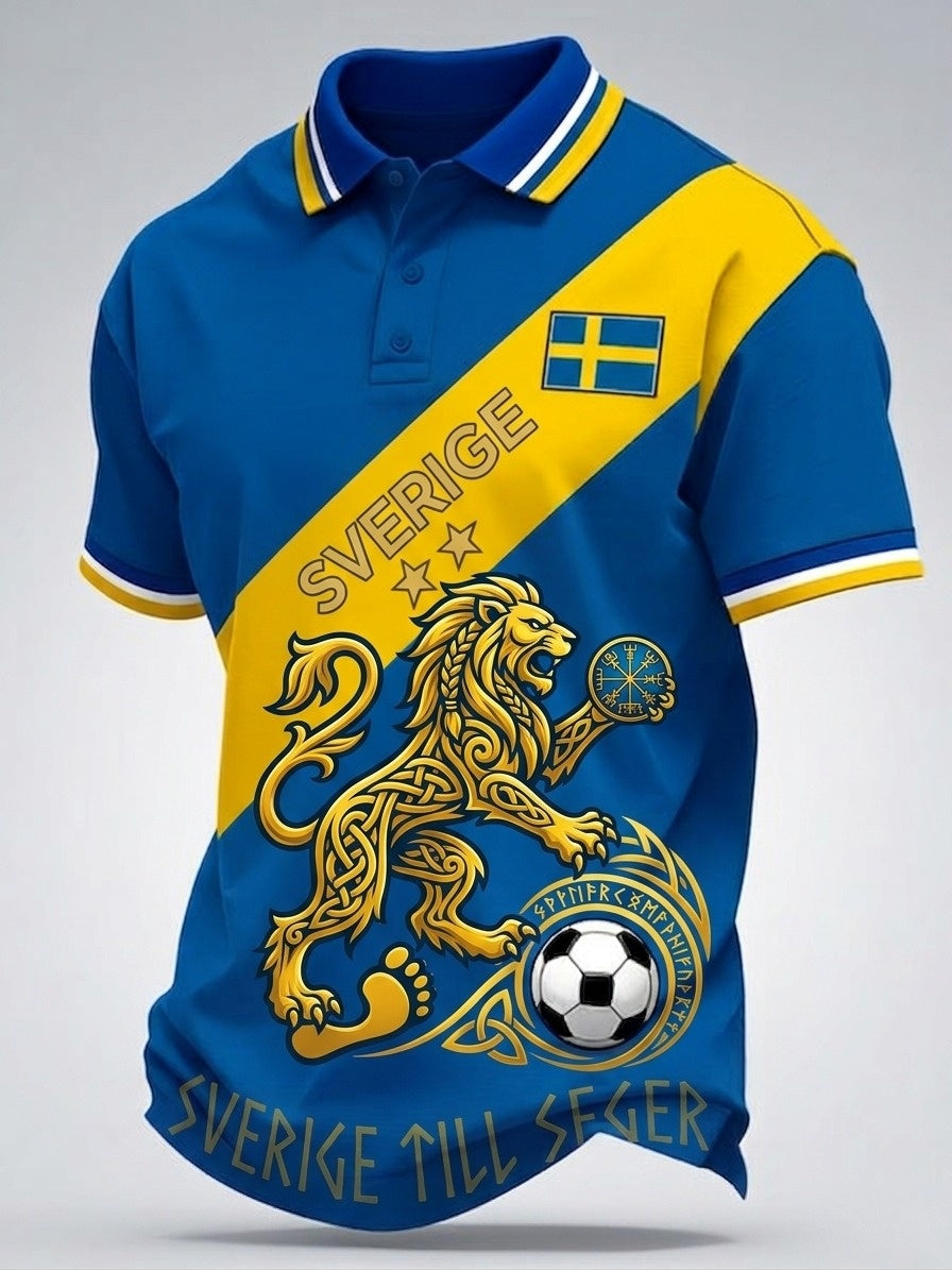 Retro viking svensk fotbollsflagga emblem ledig t-shirt med korta ärmarna