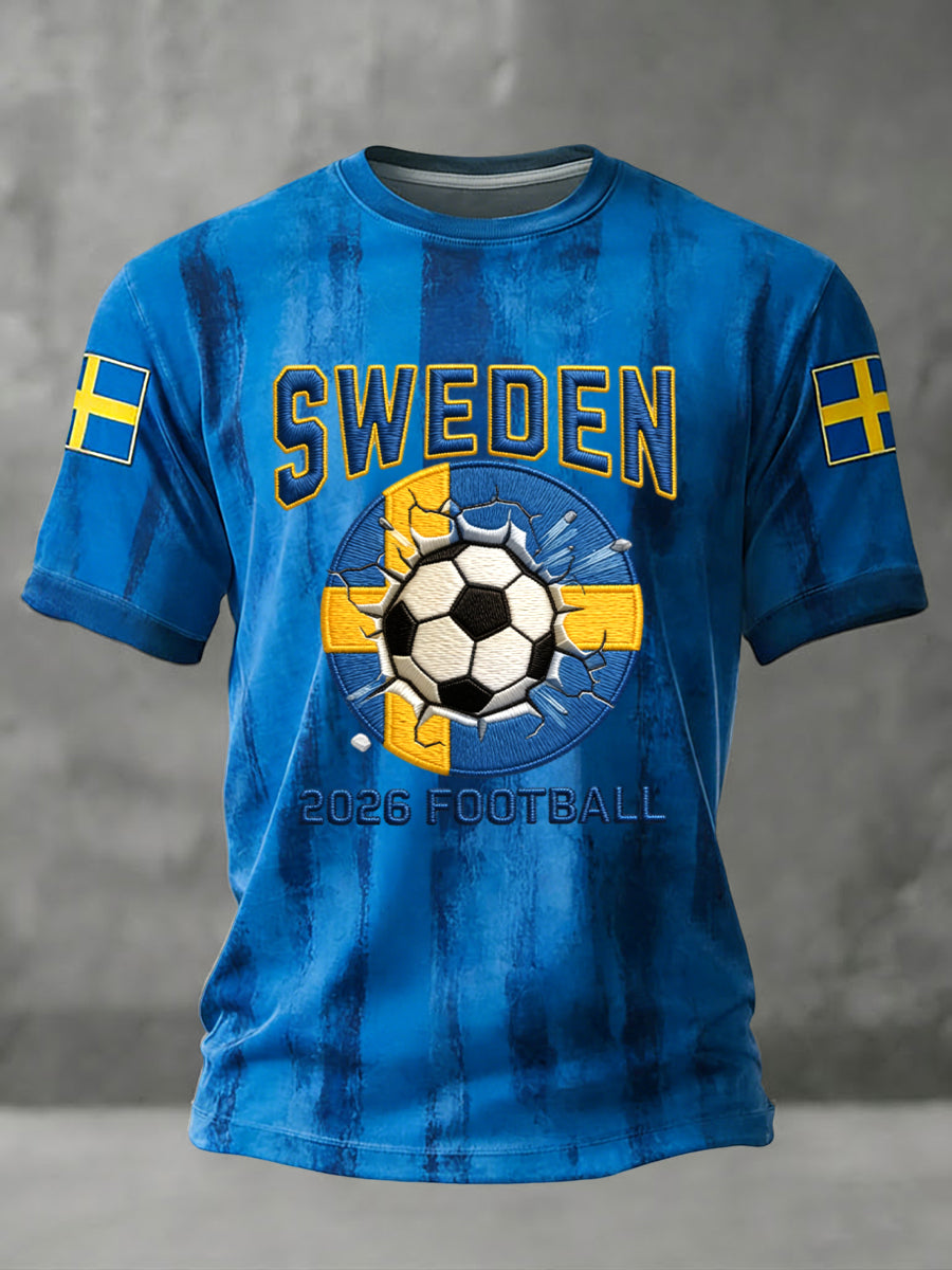Retro Sverige 2026 Fotbollsminnest-shirt, avslappnad stil