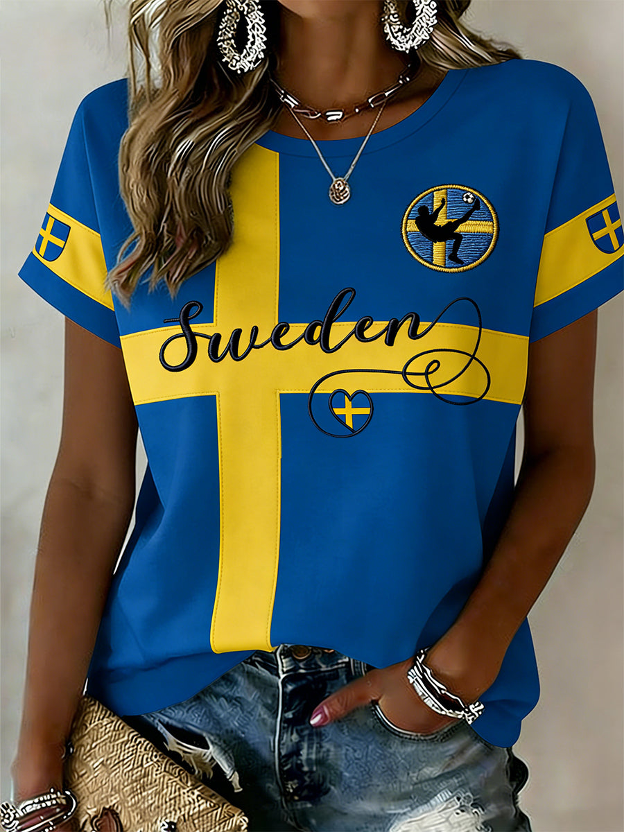 Kvinnors fotboll-stil färg-block grafisk T-shirt