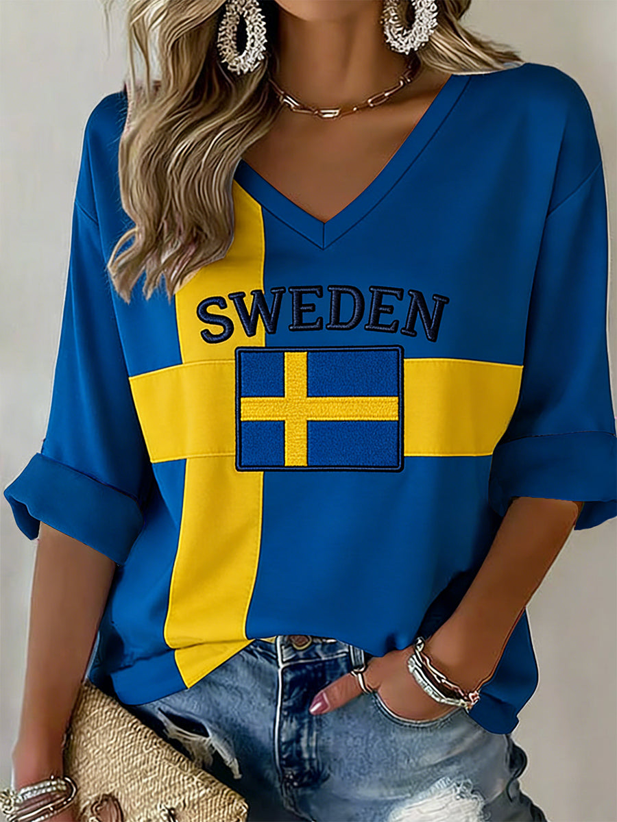 Retro svensk konstinspirerad tryckt ledig topp
