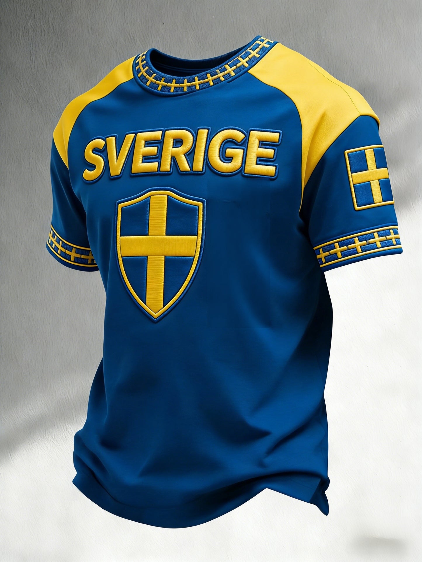 Retro viking svensk fotbollsflagga emblem ledig t-shirt med korta ärmarna