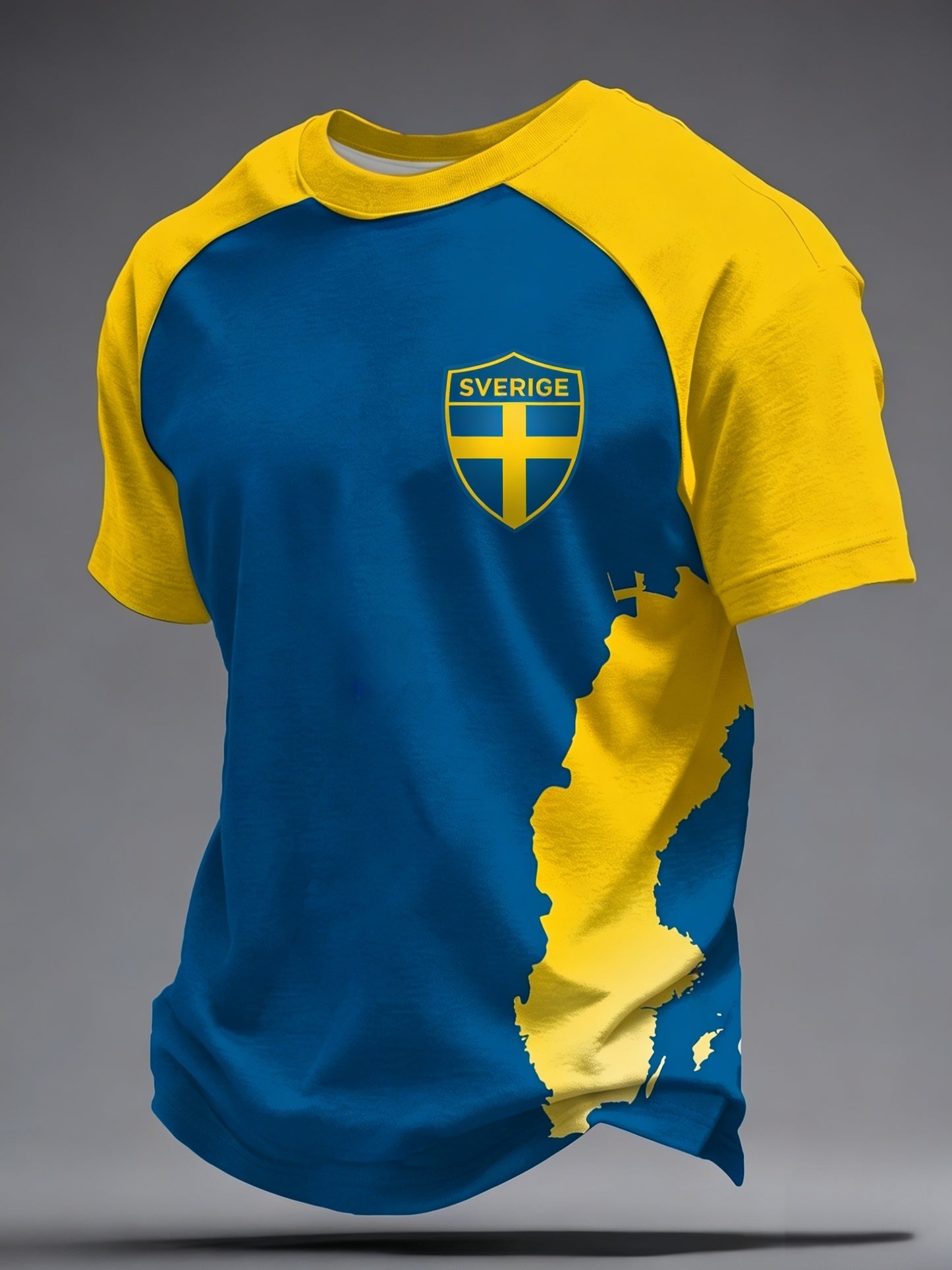 Retro viking svensk fotbollsflagga emblem ledig t-shirt med korta ärmarna