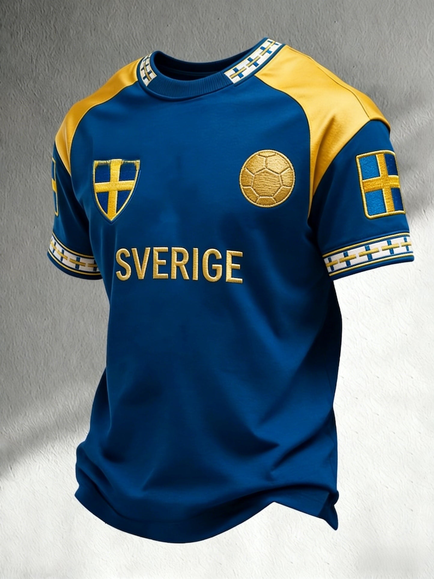 Retro viking svensk fotbollsflagga emblem ledig t-shirt med korta ärmarna