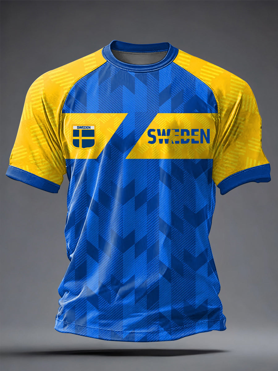 Mäns svensk fotboll Tryck Casual korta ärmar t-shirt