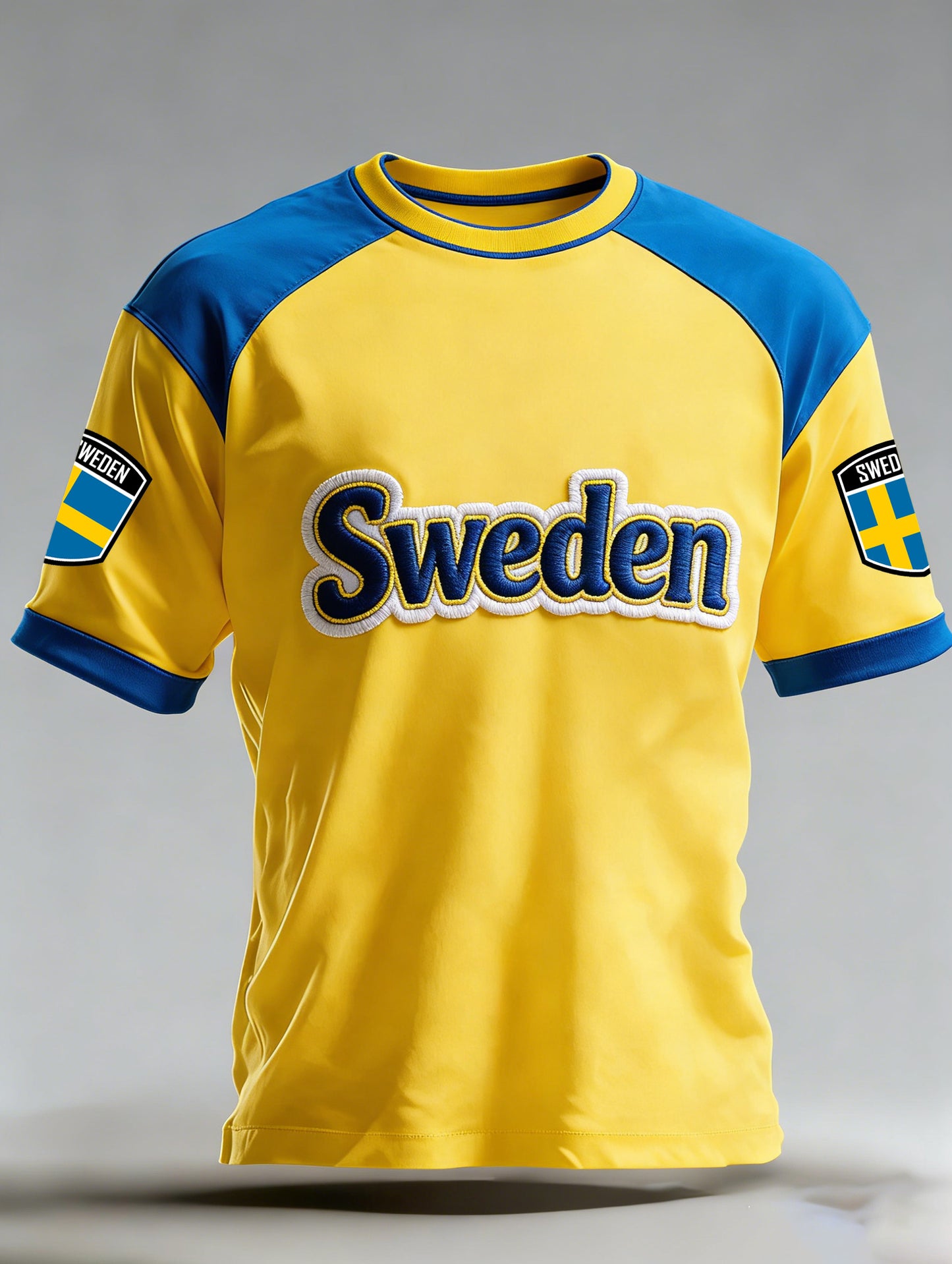 Mäns svensk fotboll match hejar konst Print fläkt T-shirt