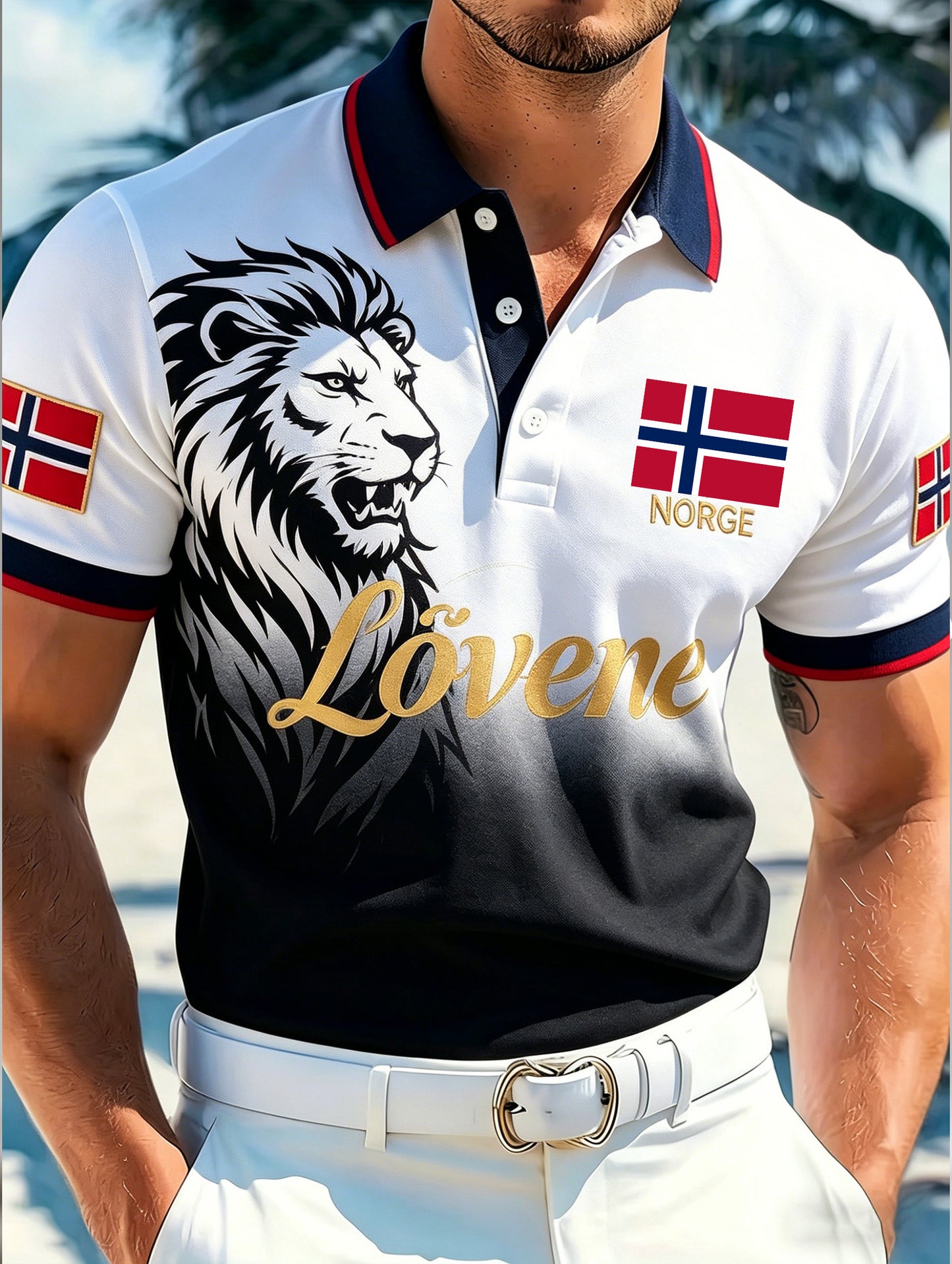 Herrens norska fotboll match hejar konst Print Polo tröja