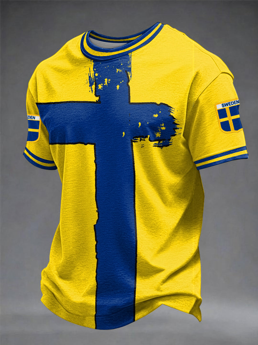 Herrtröja med svensk fotbollsprint