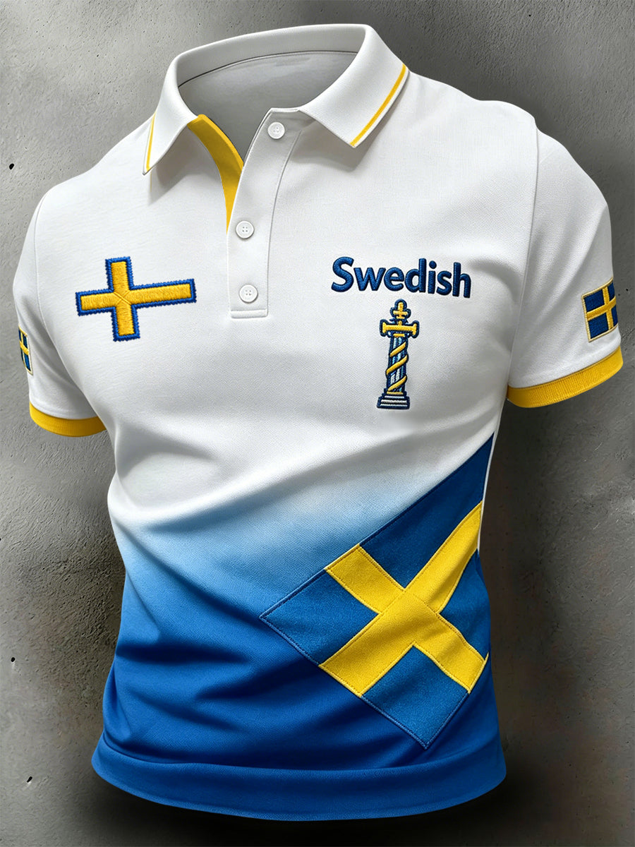 Retro Svenska Midsommar Gradient Konst polo tröj