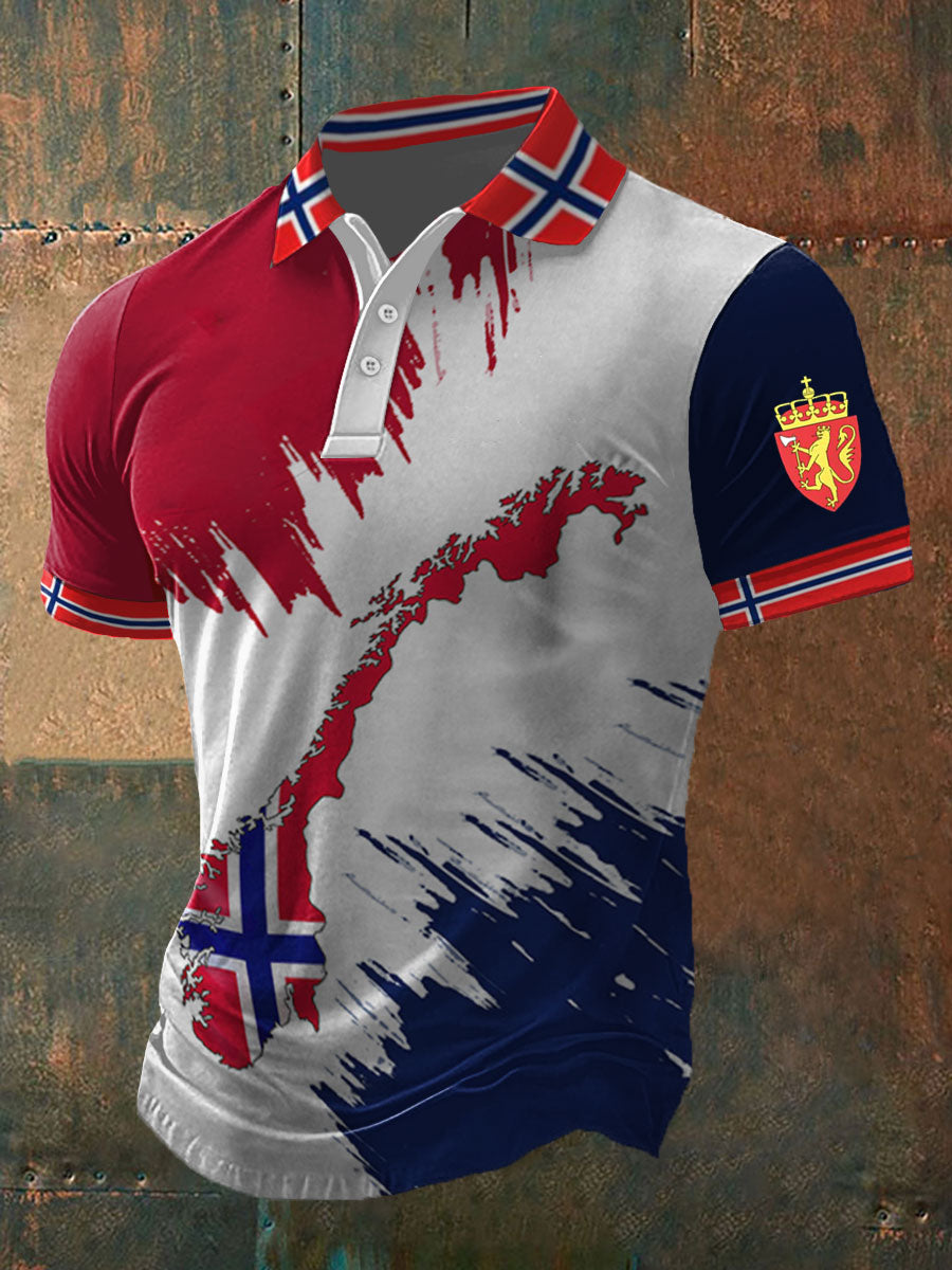 Herrpolo med norskt mönster