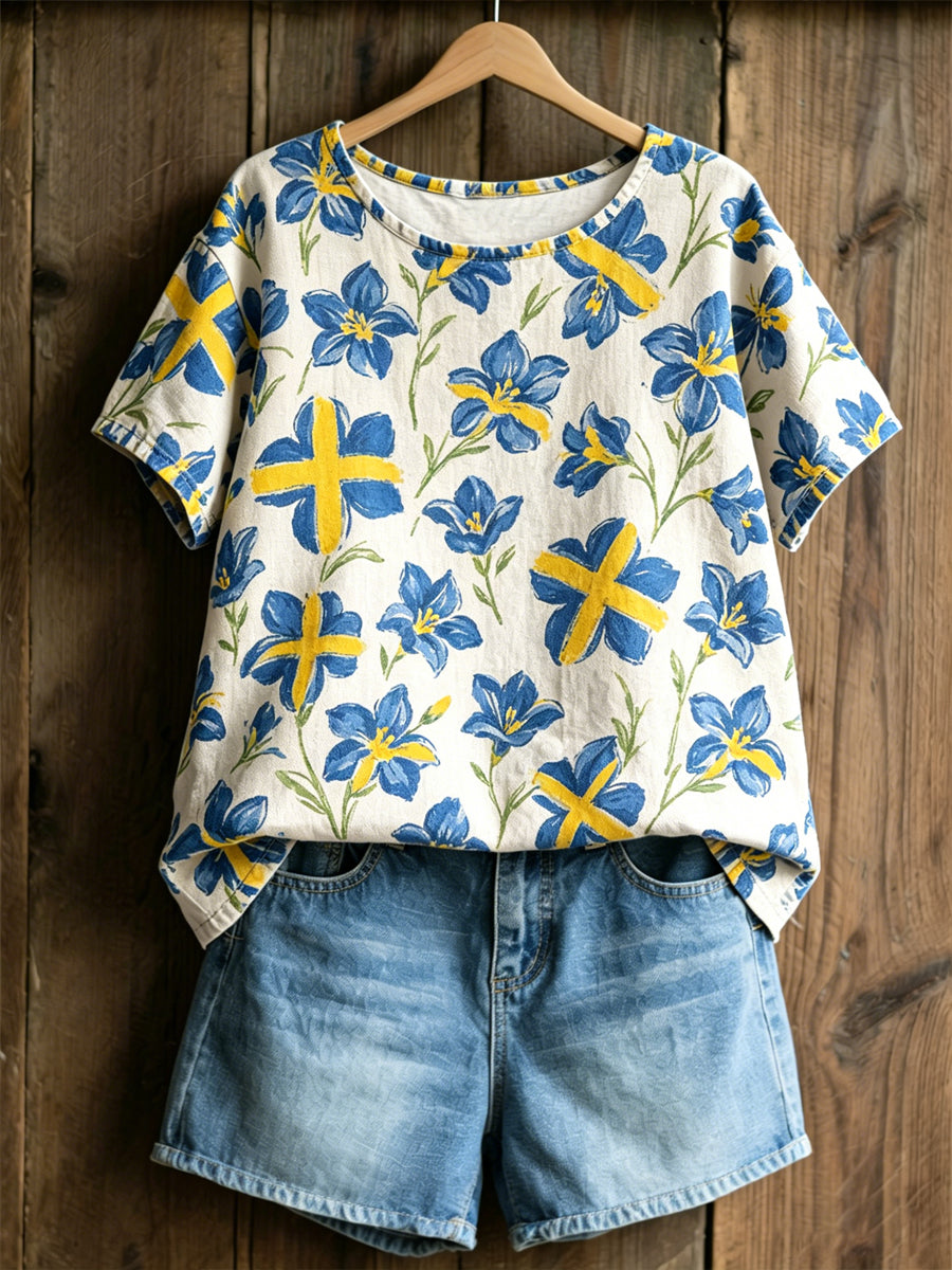 Kvinnors svenska växter och blommor Skriv ut Casual T-shirt