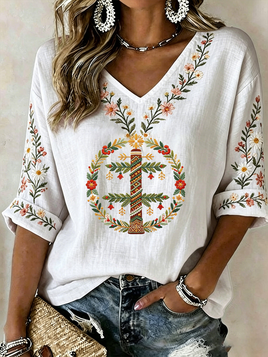 Kvinnors midsommar Print Casual T-shirt