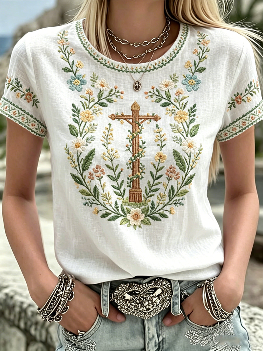 Dams midsommarprint avslappnad t-shirt