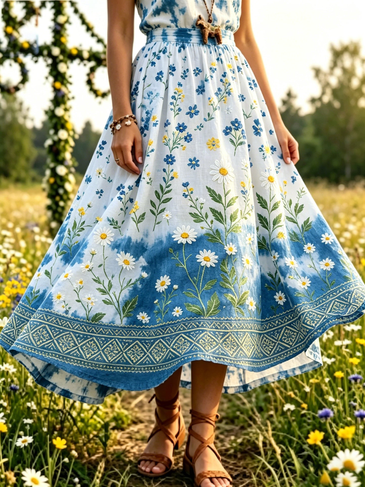 Kvinnors midsommarfestival Konst Print Skirt
