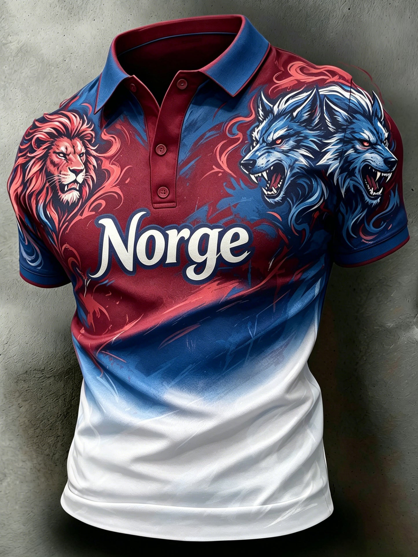 Herrpolo med konsttryck och färger från den norska flaggan