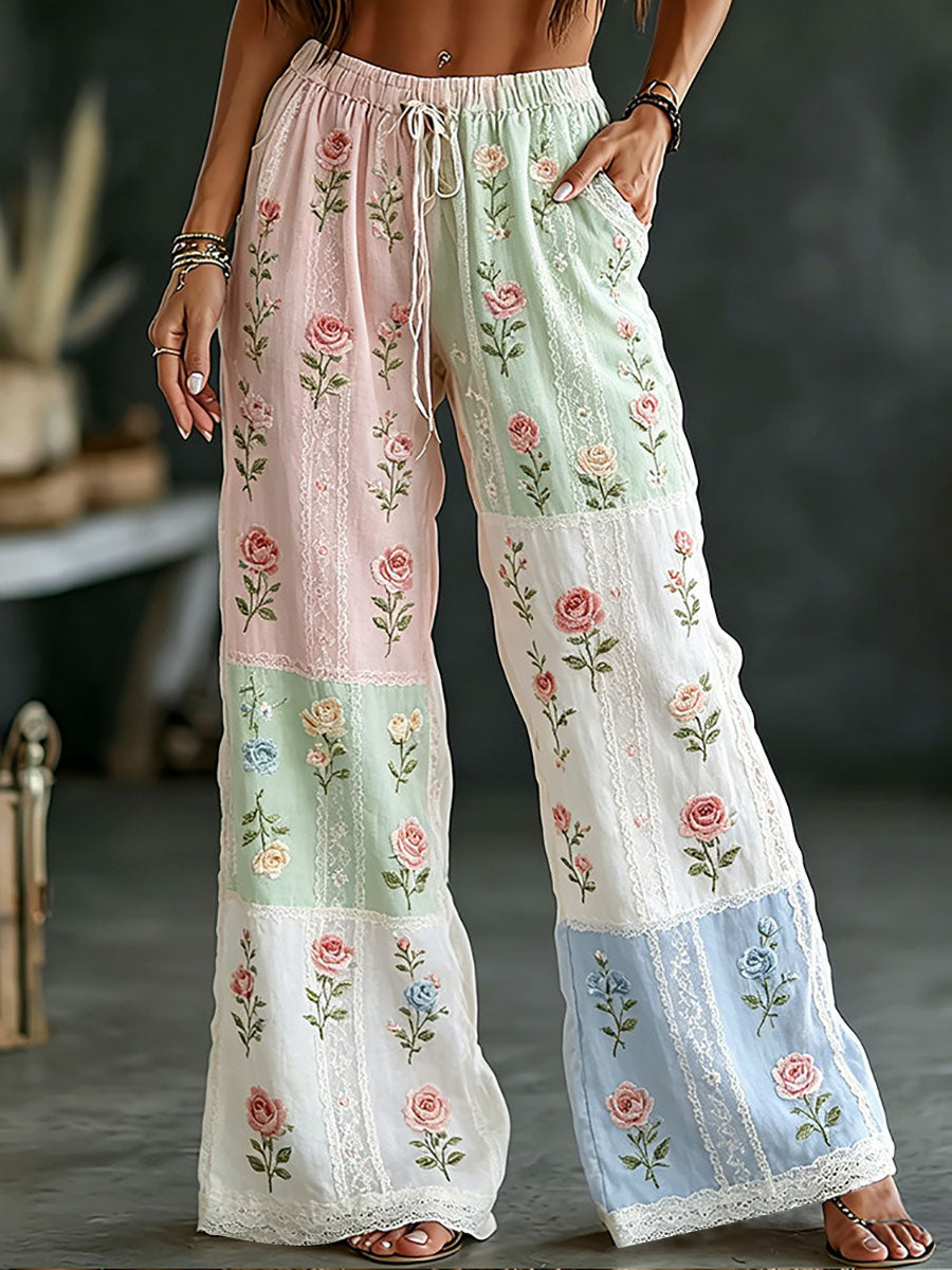 Kvinnors blomster Print Casual byxor
