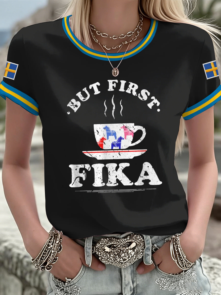 Damsvensk tryckt t-shirt