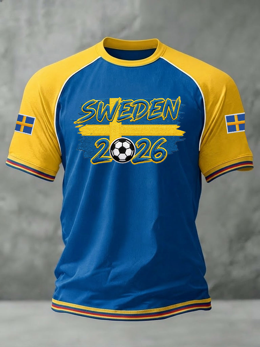Mäns svensk fotboll Tryck Casual korta ärmar t-shirt