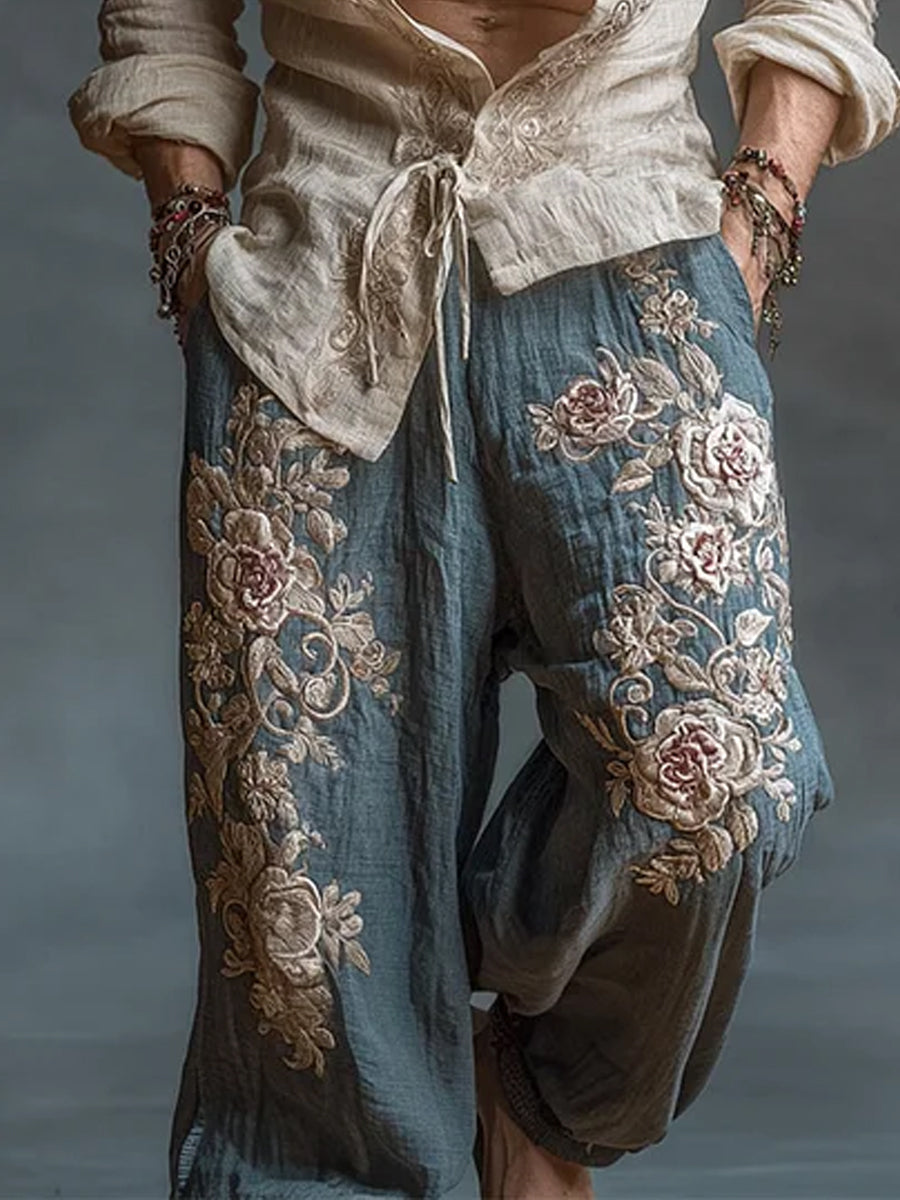 Mäns Vintage-Style Abstract konst Skriv ut Casual bomull-Line lång längd topp