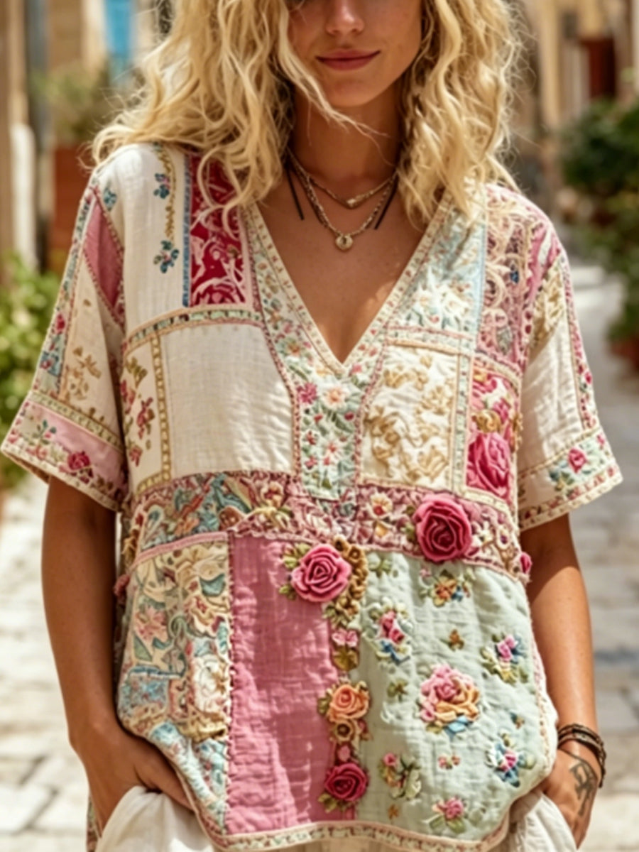Damlinnet-shirt med korta ärmar