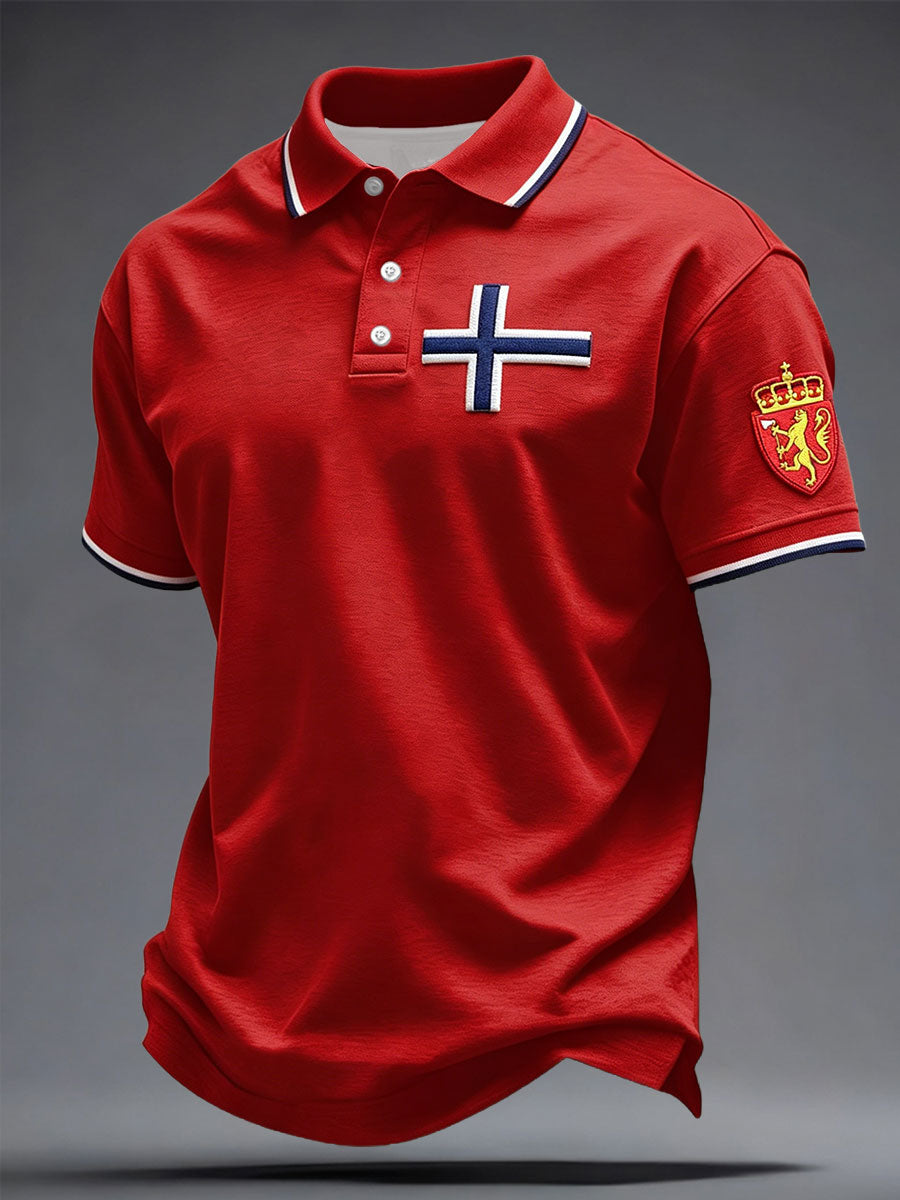 Mäns Norge Tryckta Casual Tops