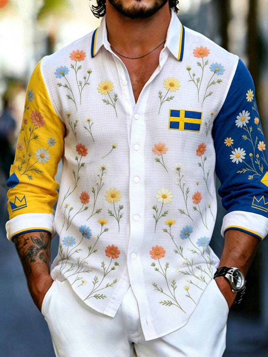 Retro svensk midsommarkonsttryck avslappnad tröja
