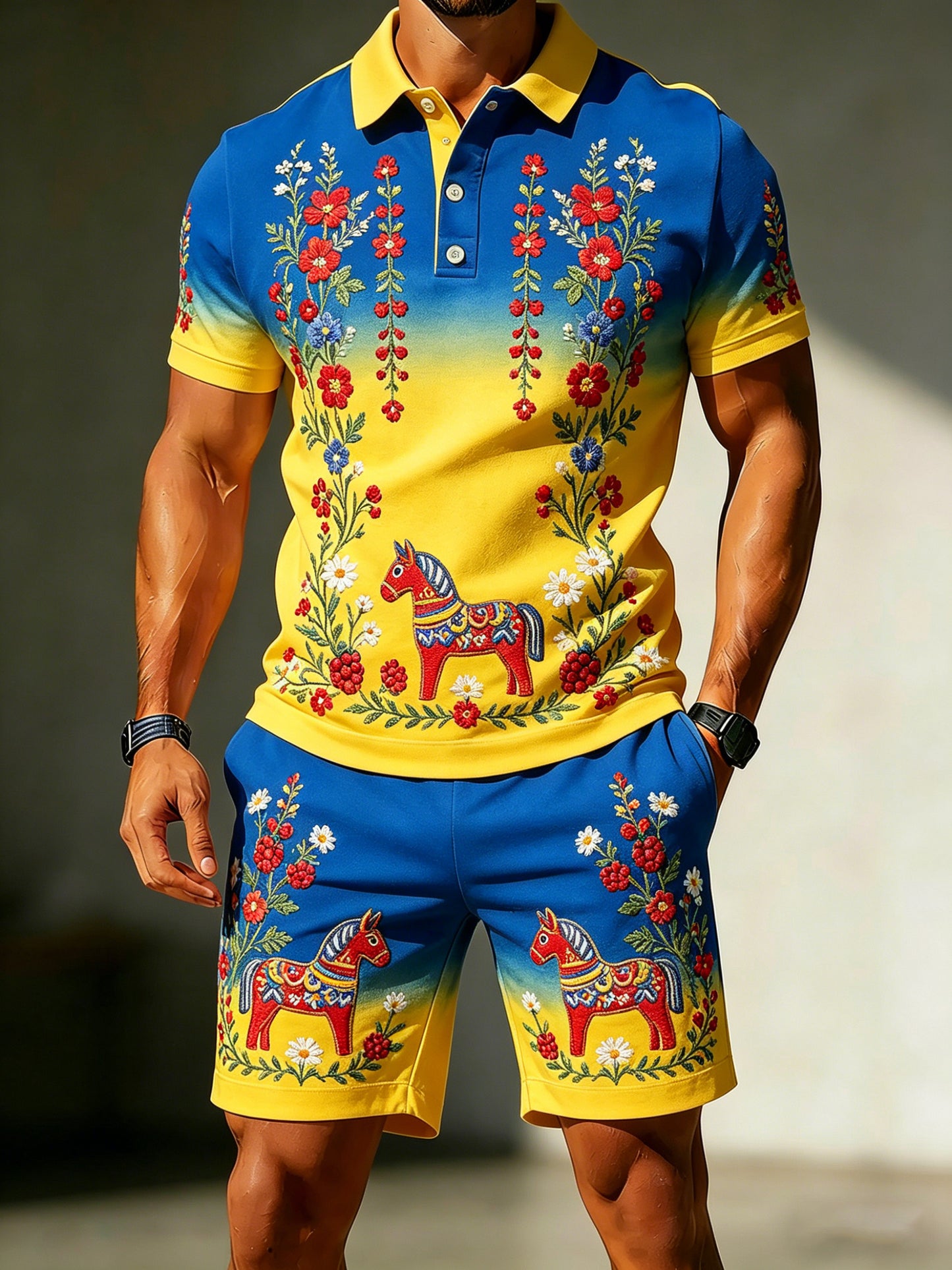 Mäns svenska midsommarfestival minneskonst Print Polo Sut