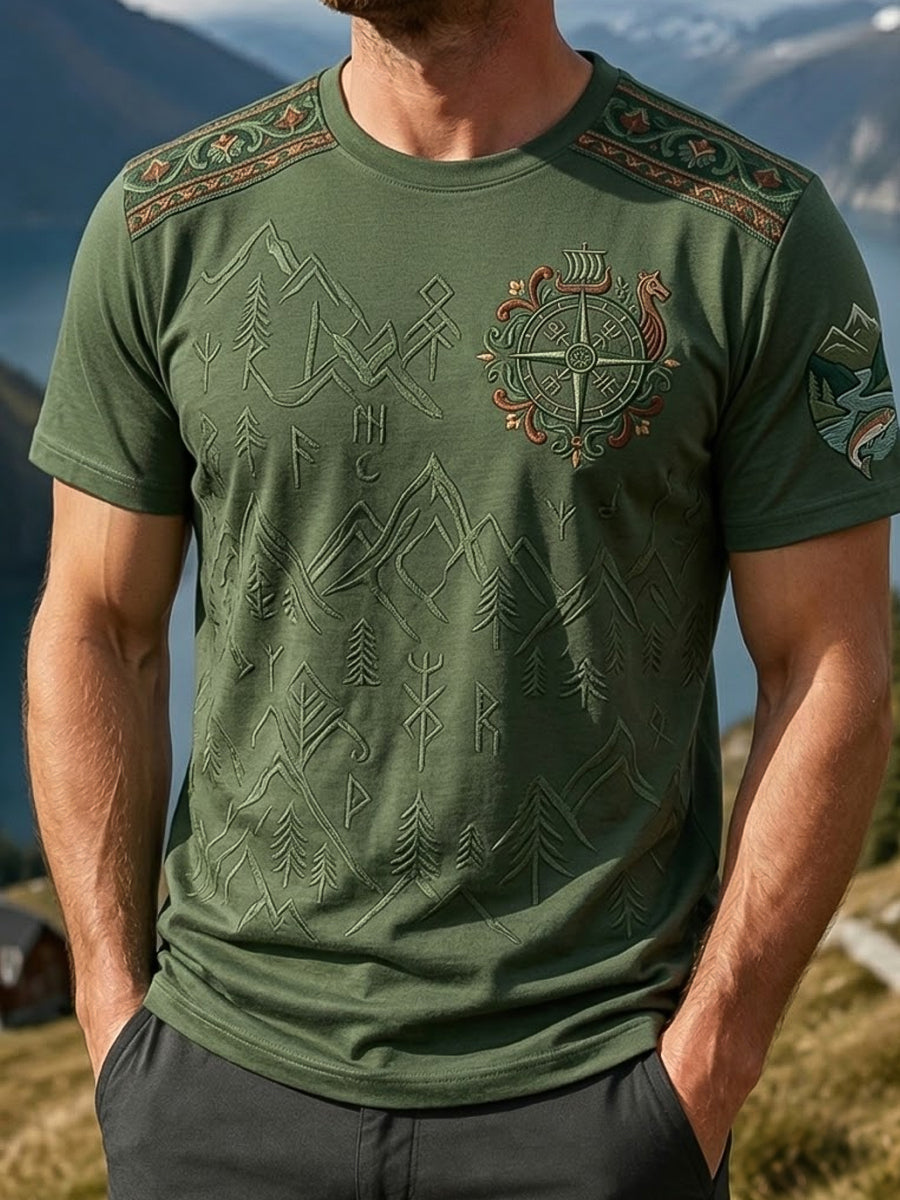 Retrofjelllandskap for herre utendørs T-shirt