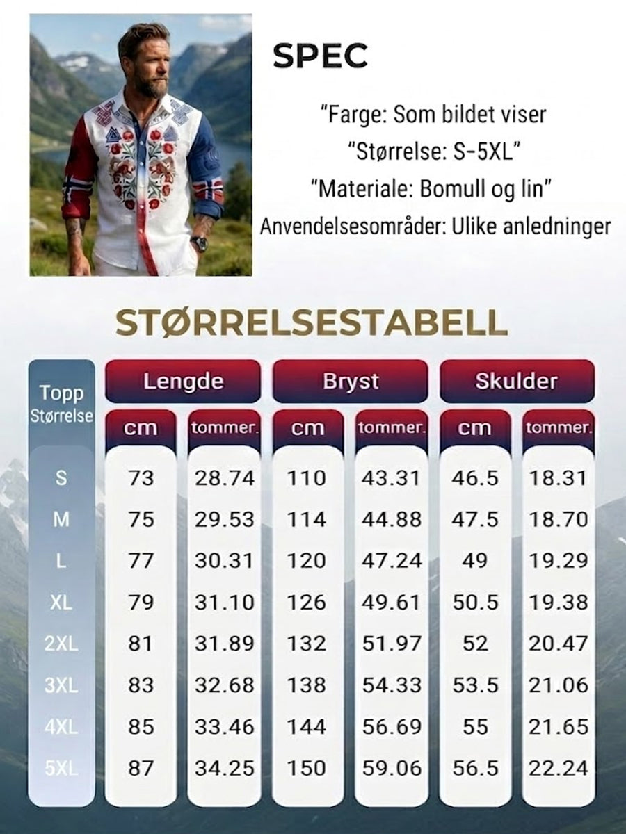 Menns Vintage Norsk Symmetrisk mønsterfør