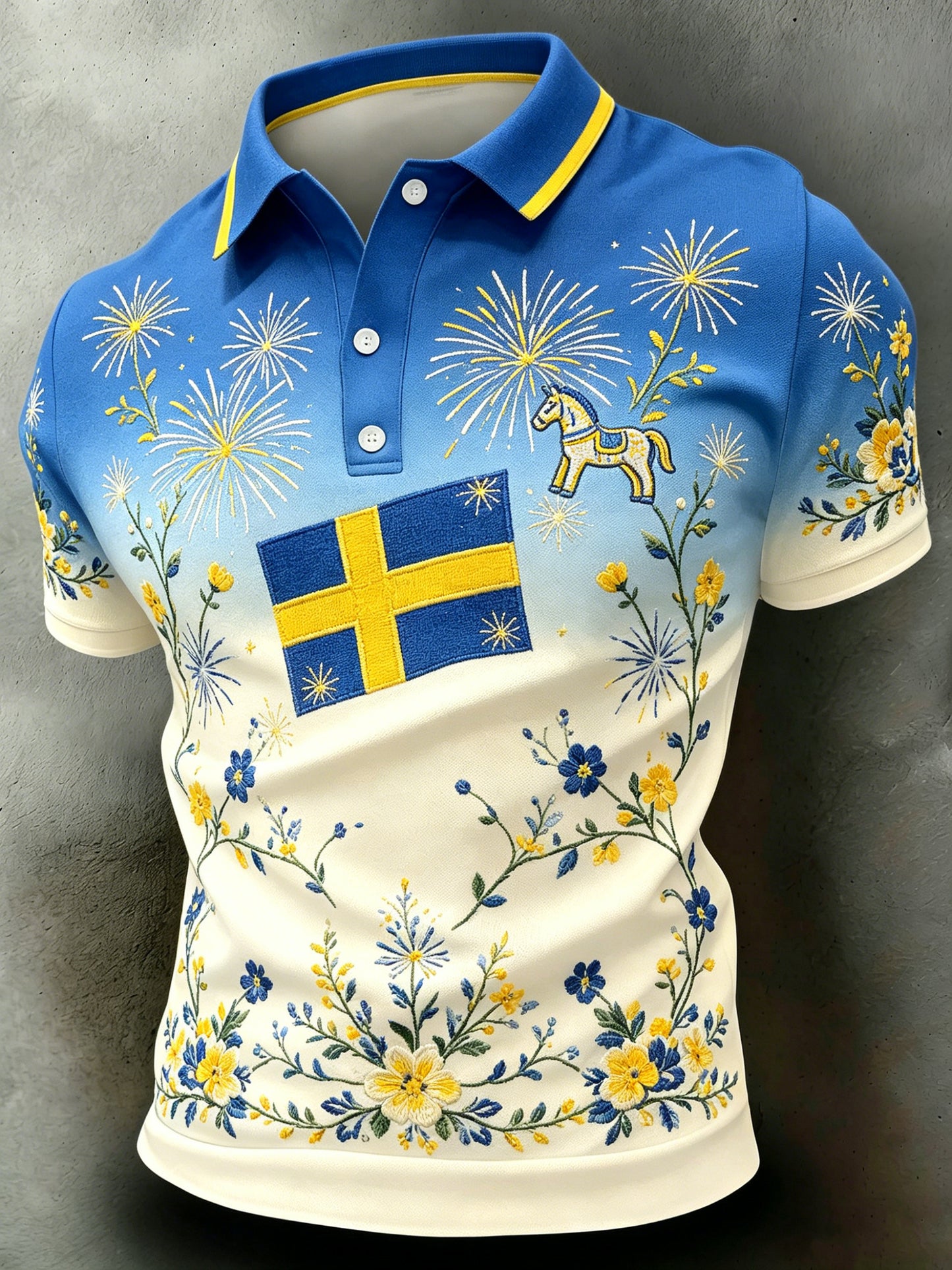 Herrens svenska nationaldag minneskonst Skriv ut kortärm Polo.