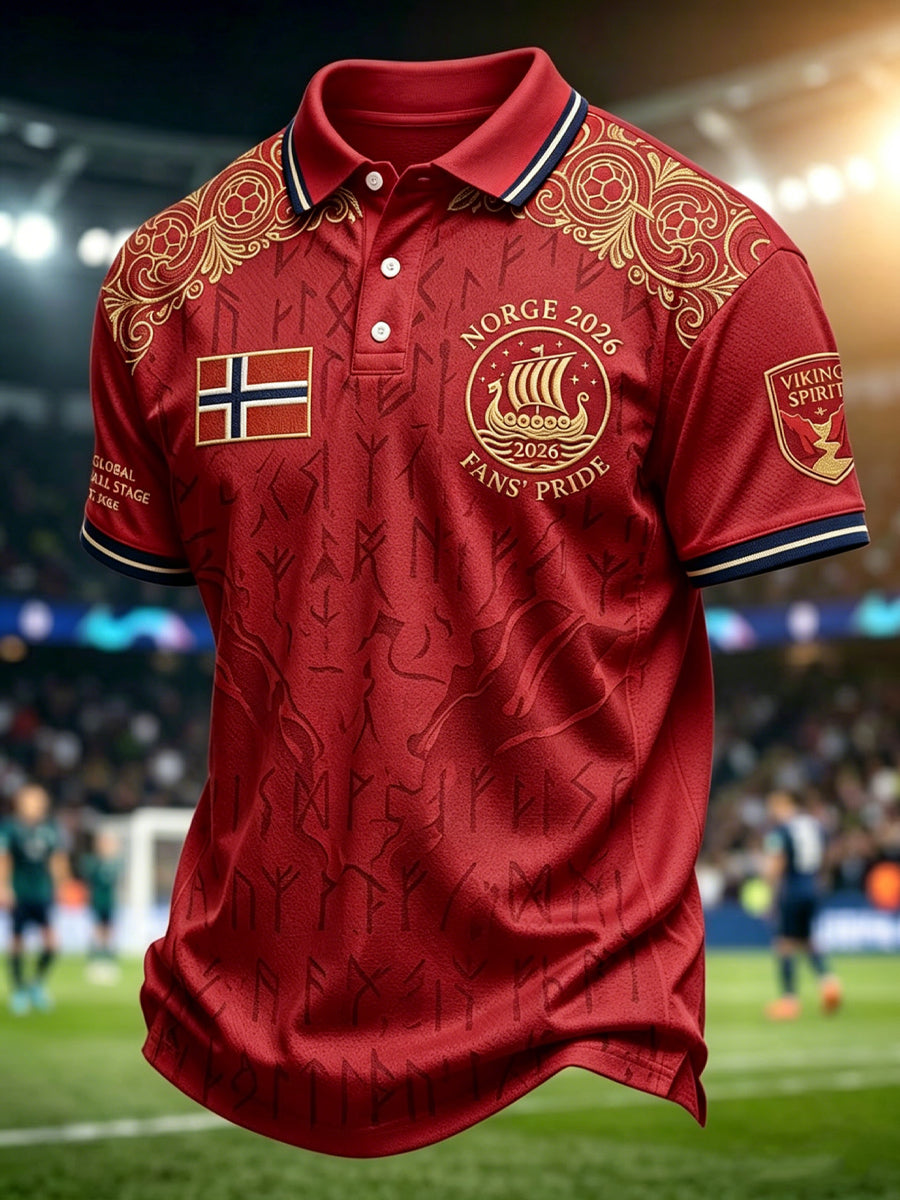 Retro norsk fotballfan totem avslappet polotrøye