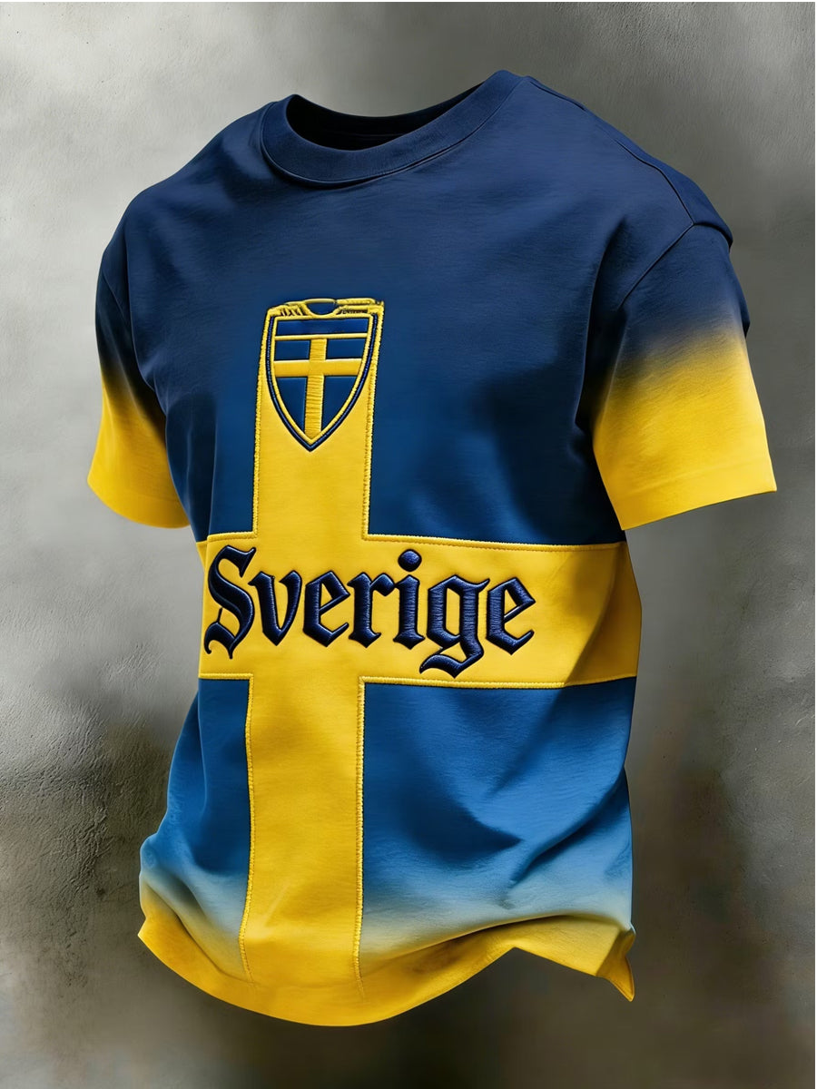 Mäns svensk tryckt T-shirt
