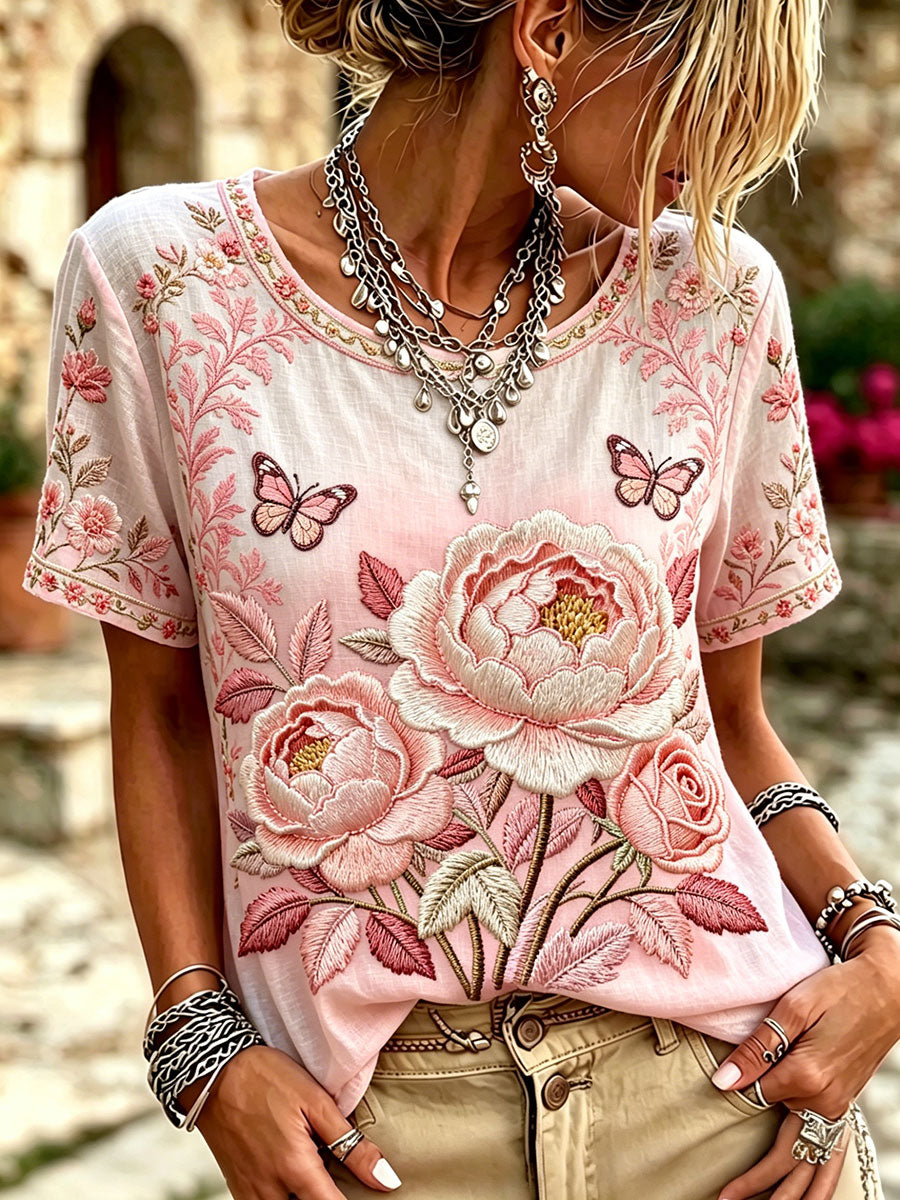 Kvinnors bröstcancer medvetenhet Rosa Floral Topp