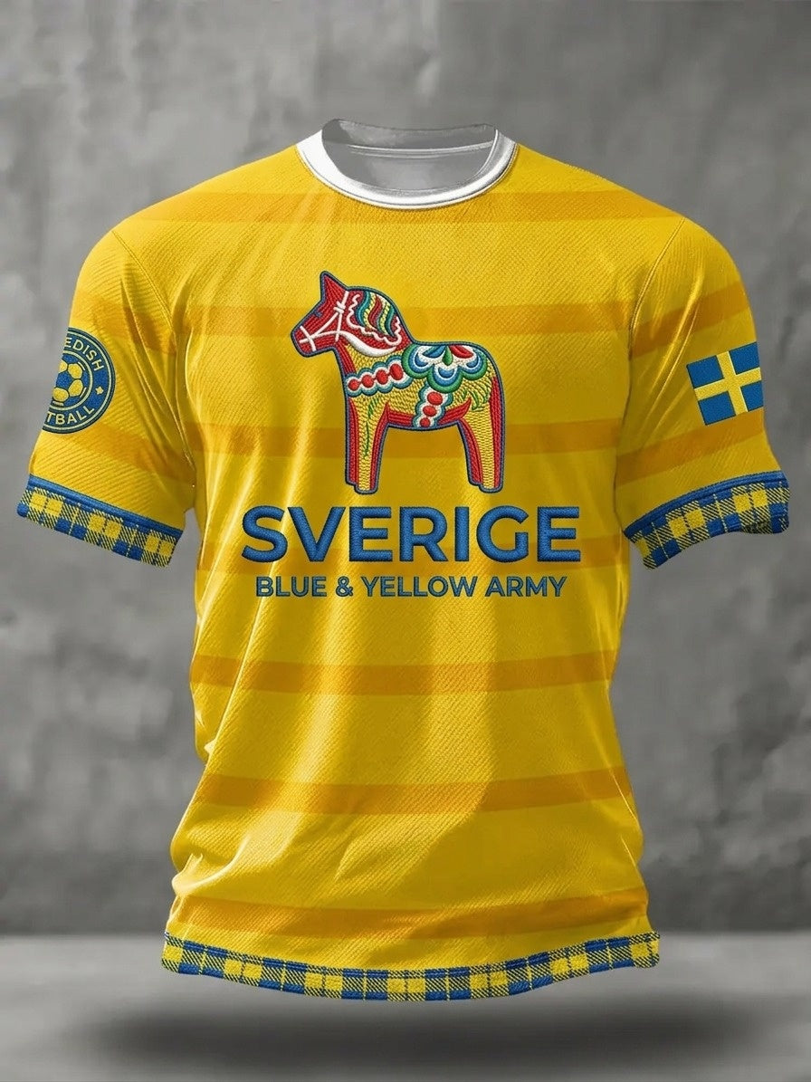 Svensk fotbollströja för män med korta ärmarna