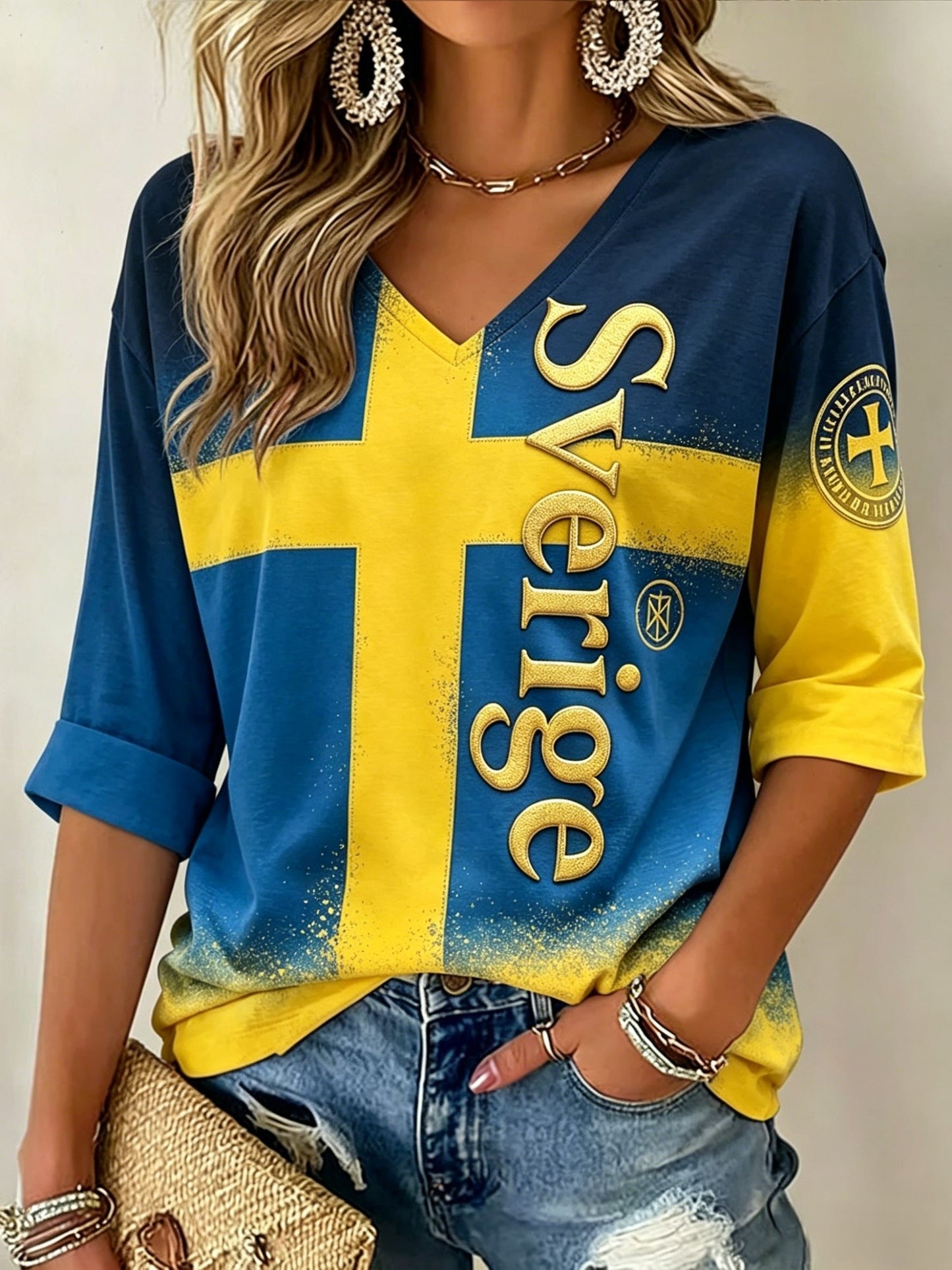 Kvinnors Sveriges Fotboll Emblem Topp