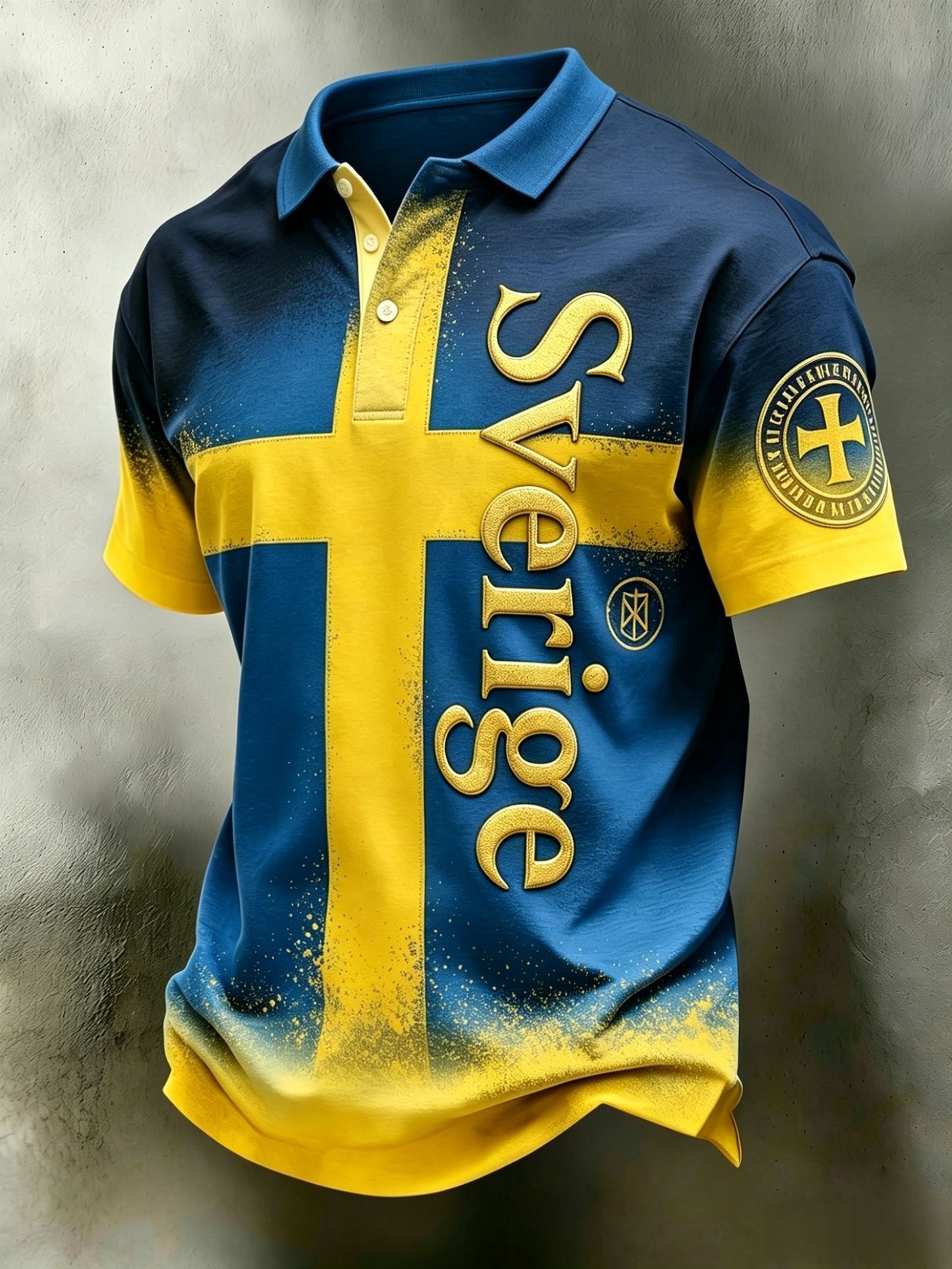 Svensk fotbollspolotröja för herrar med korta ärmarna