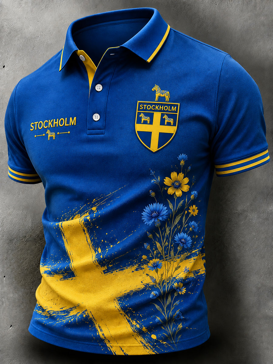 Retro Svensk fotbollsfan Art Print Casual Jersey.