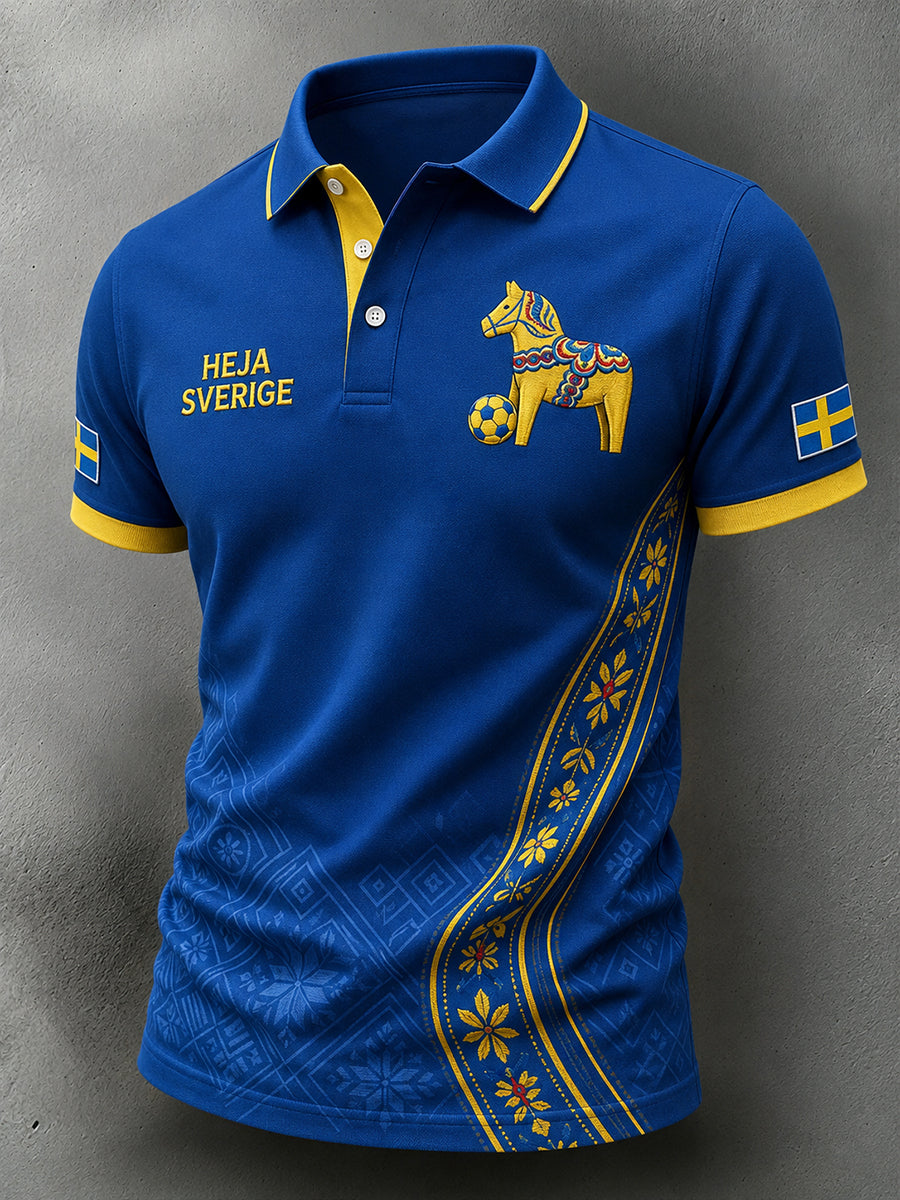 Retro svensk fotbollsfan-konsttryck avslappnad tröja