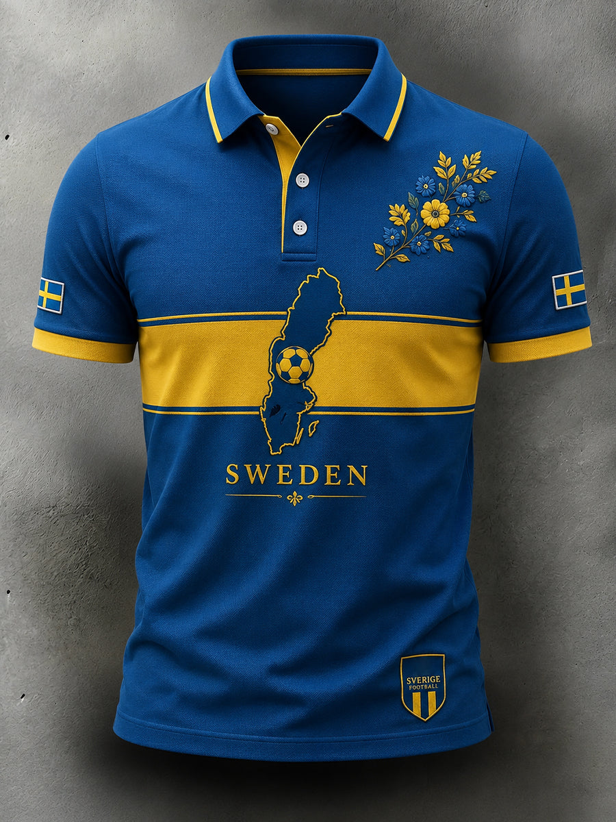 Retro svensk fotbollsfan-konsttryck avslappnad tröja