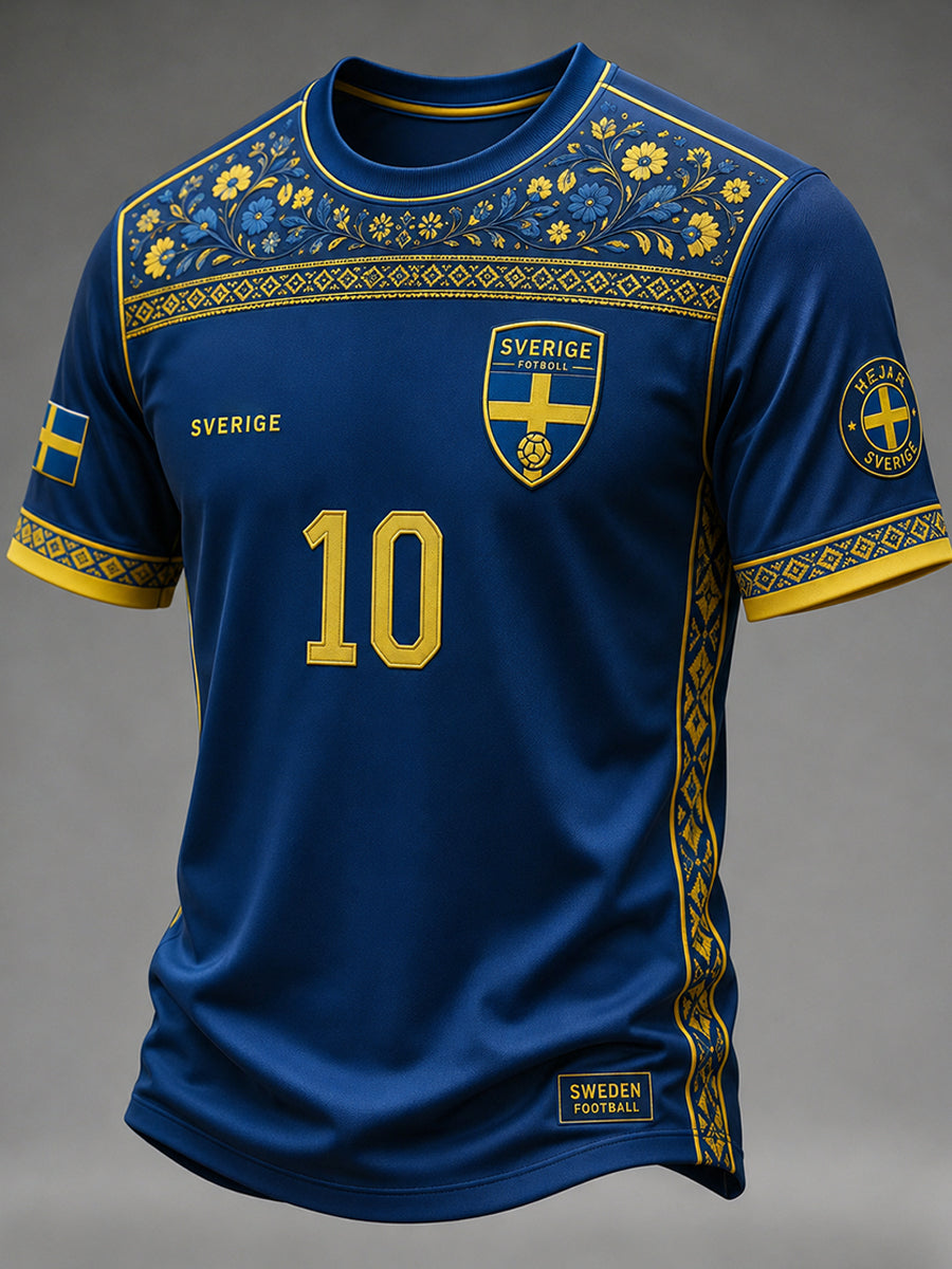 Retro svensk fotbollsfan-konsttryck avslappnad tröja