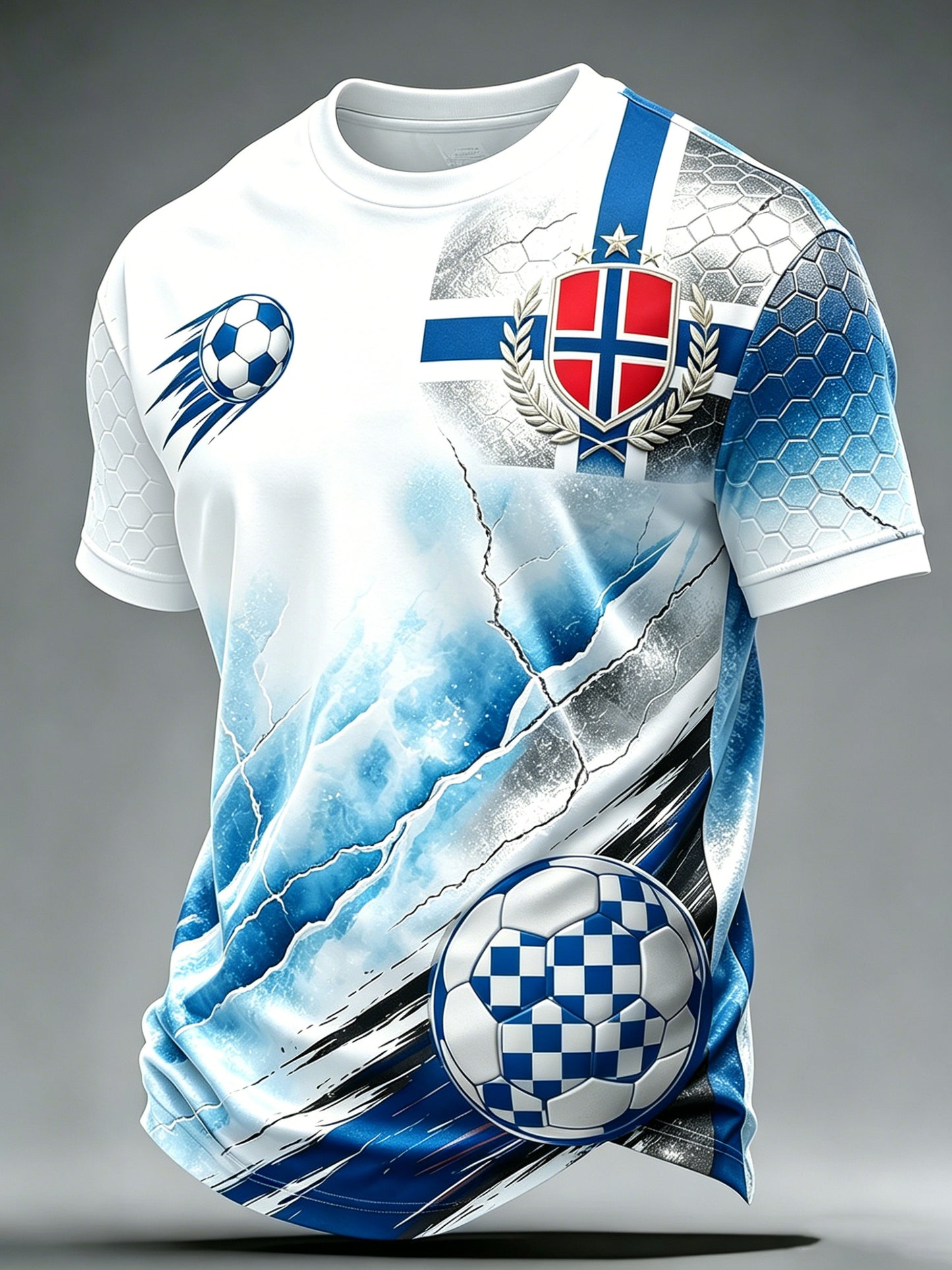 Herrer Norge Fotballkamp Heiar Kunsttrykk T-skjorte