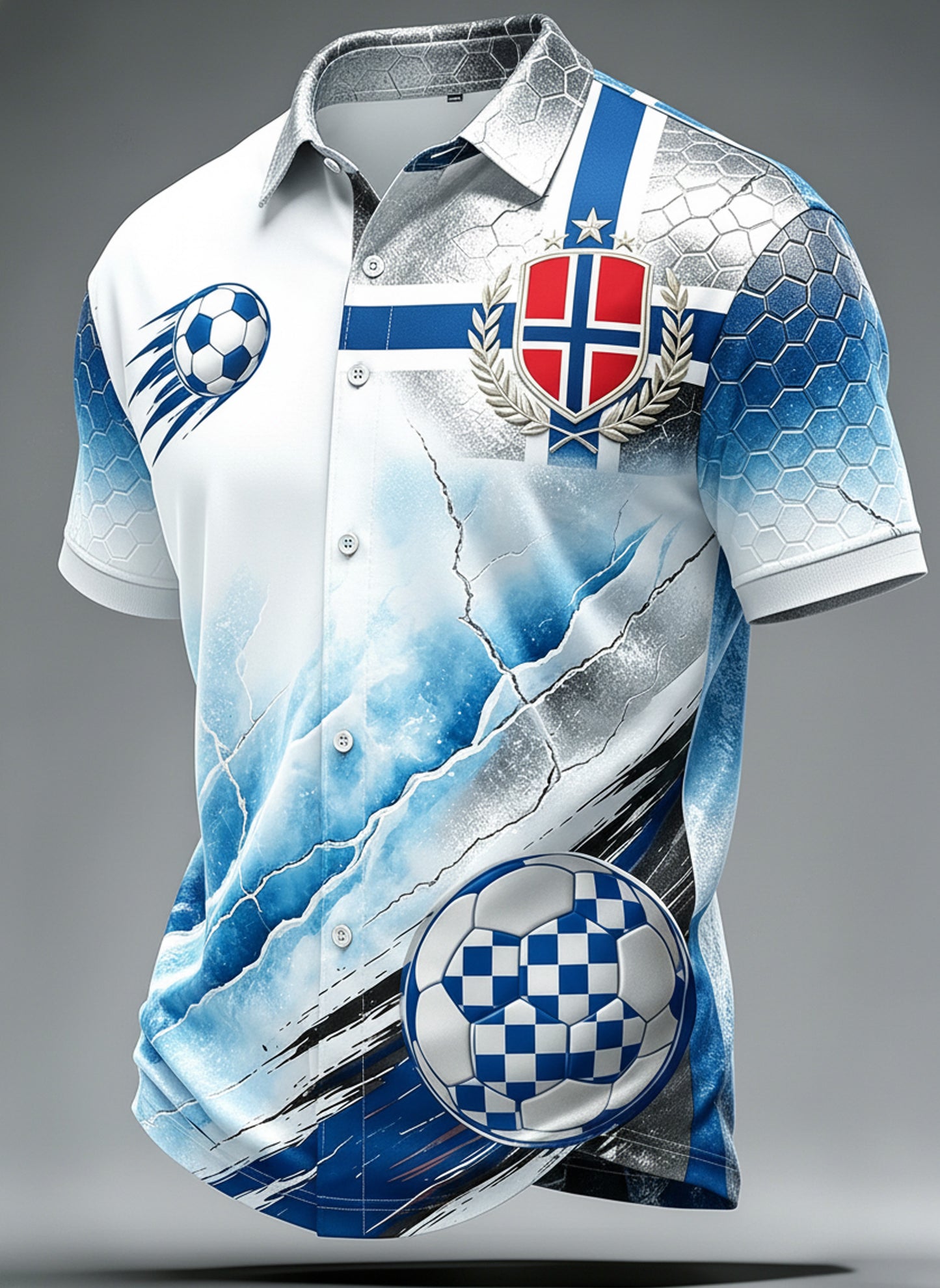 Menns Norge-fotballkamp-heiarop kunsttrykkskjorte