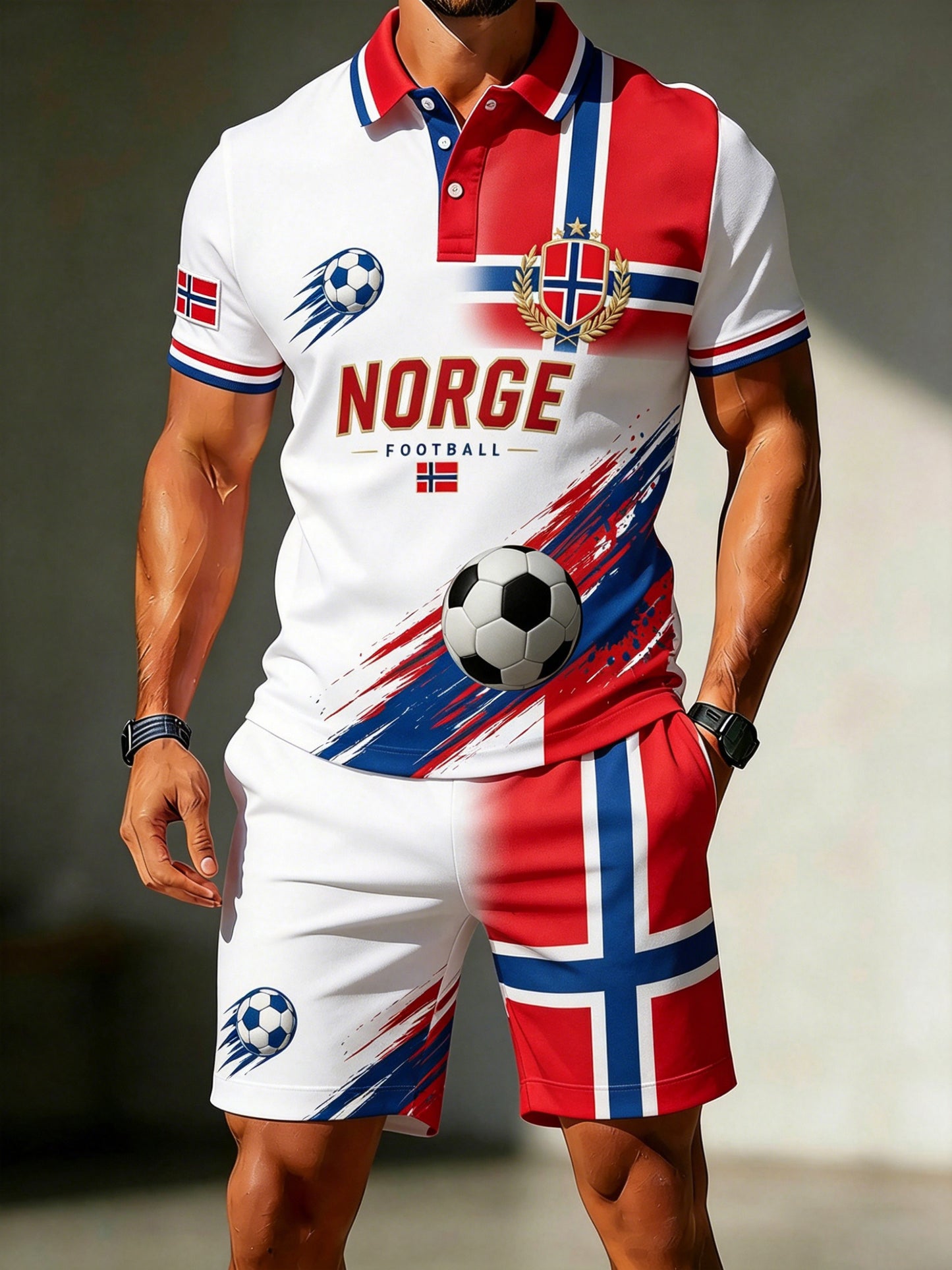 Norsk fotballkamp kunst for herre Print Polo sett