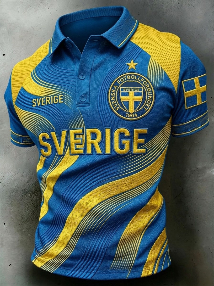 Mäns svensk fotboll älskare 2026 Tryckt polo skjjorta