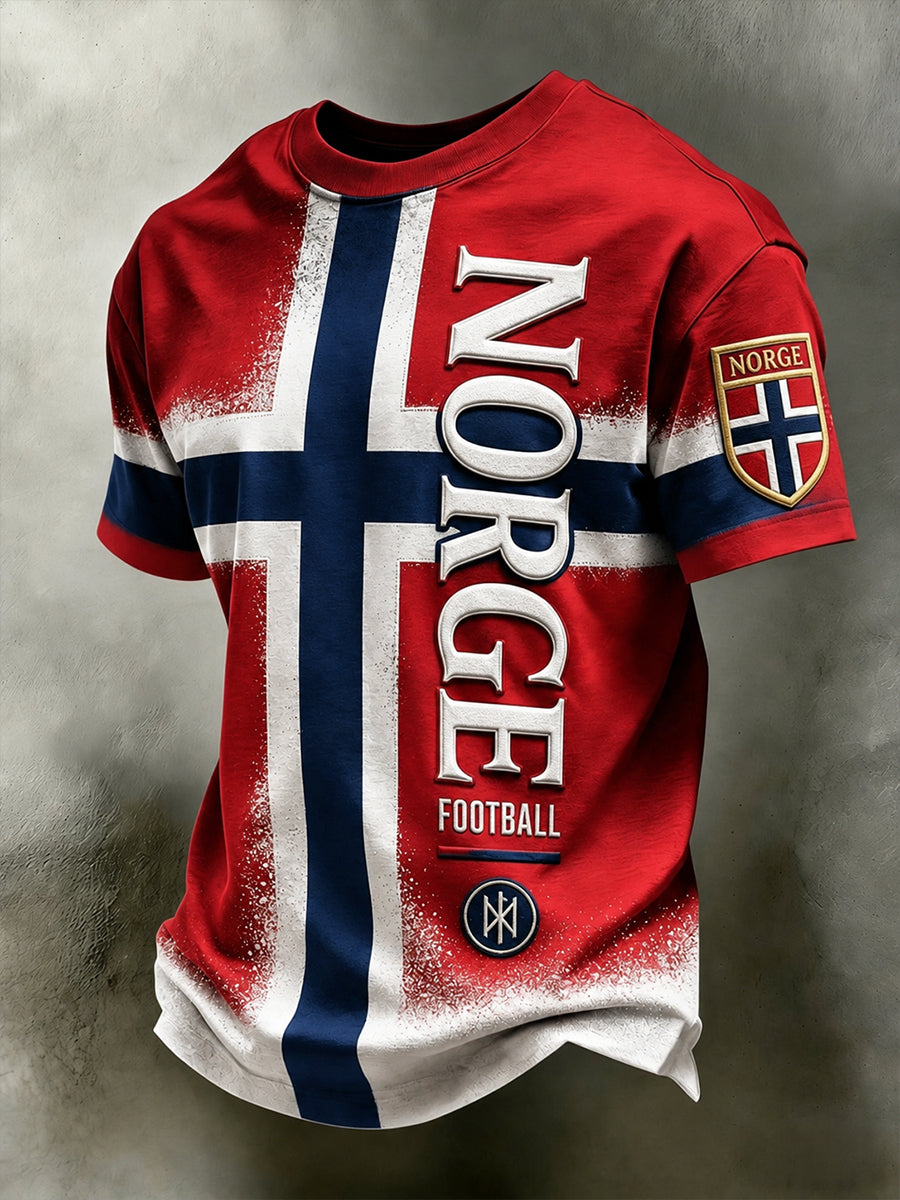 Retro nordisk stil Norge fotballfan kunsttrykk avslappet drakt