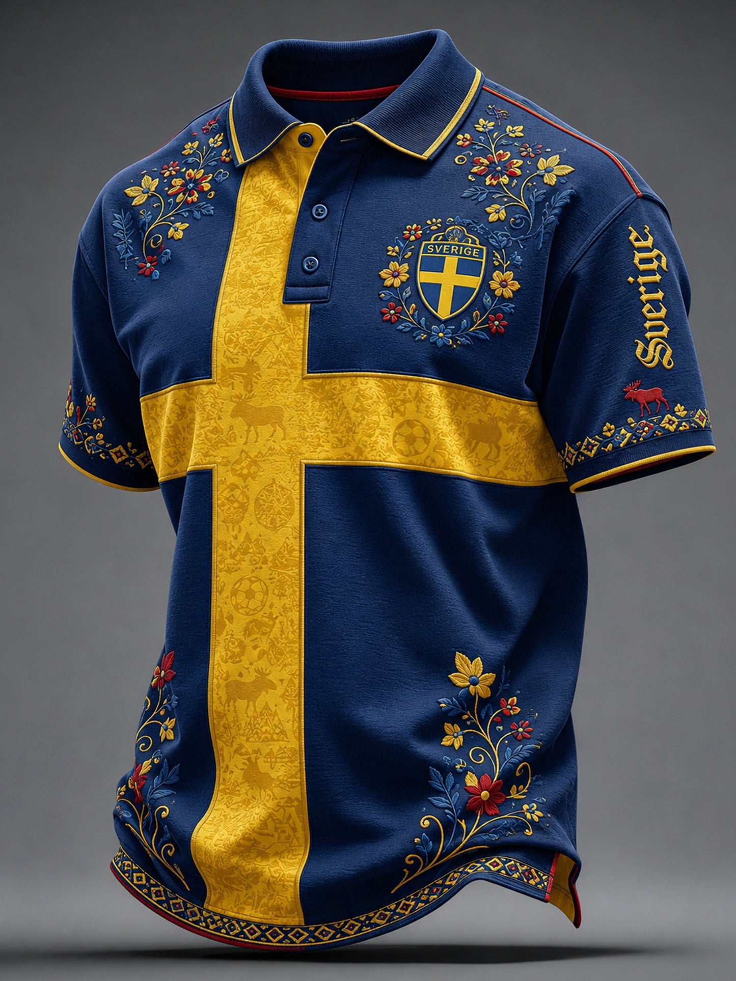 Mäns svensk fotboll match hejar konst Print Polo tröj