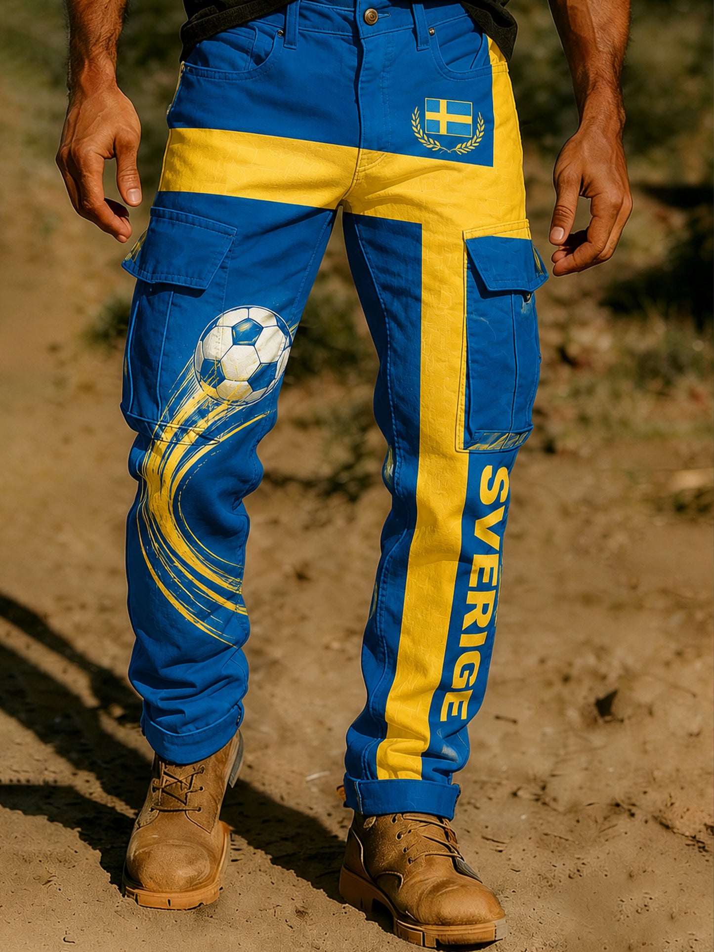 Mäns svensk fotboll Match hejar konst Print Byxor