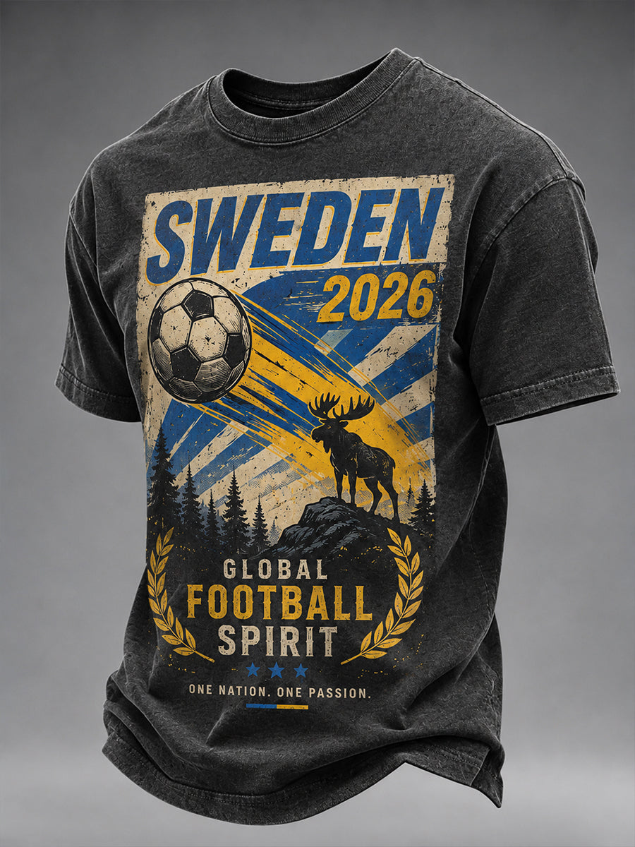 Mäns kortärmade T-shirt med fotbollstryck