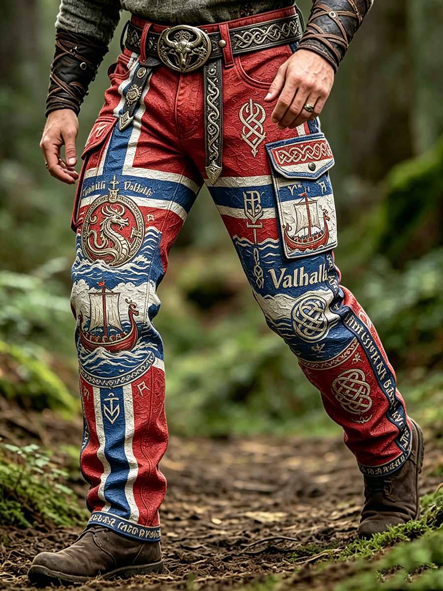 Herremodus Vikingkunsttrykk lange bukser