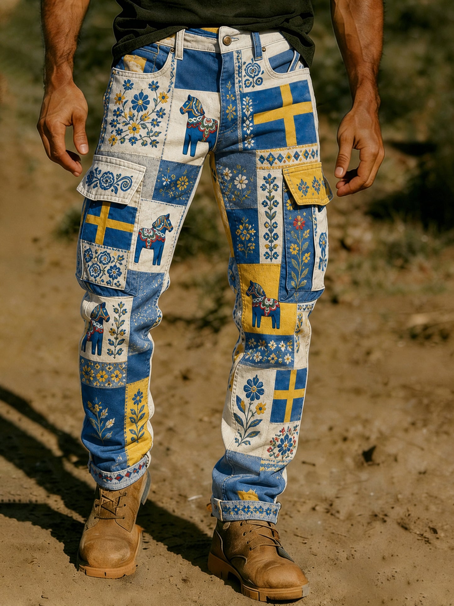Herrens svenska nationaldag minne Konstnärligt tryckbyxor